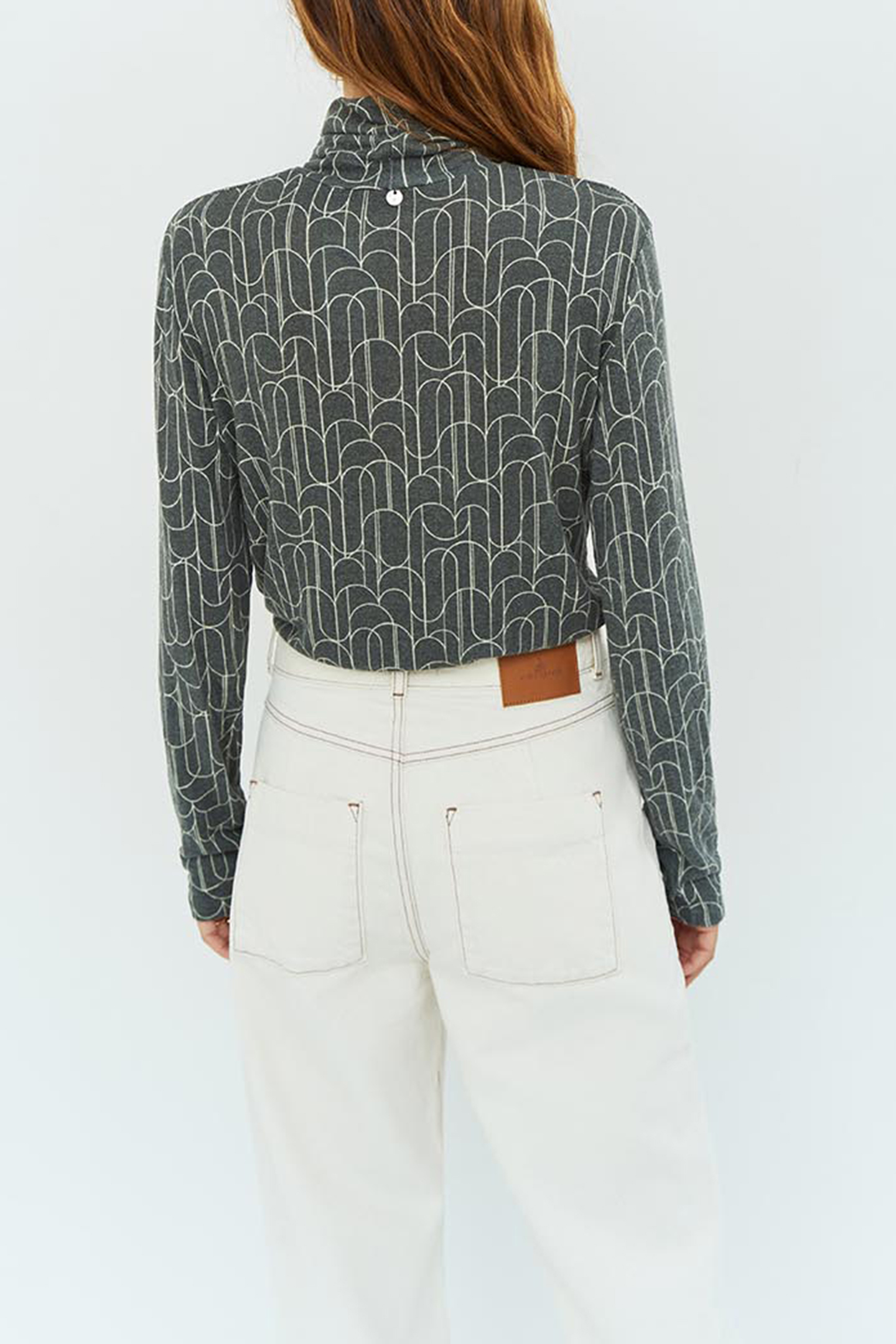 MADLY _ KHAKI ART DECO KNITTED TURTLENECK T-SHIRT KHAKI 2