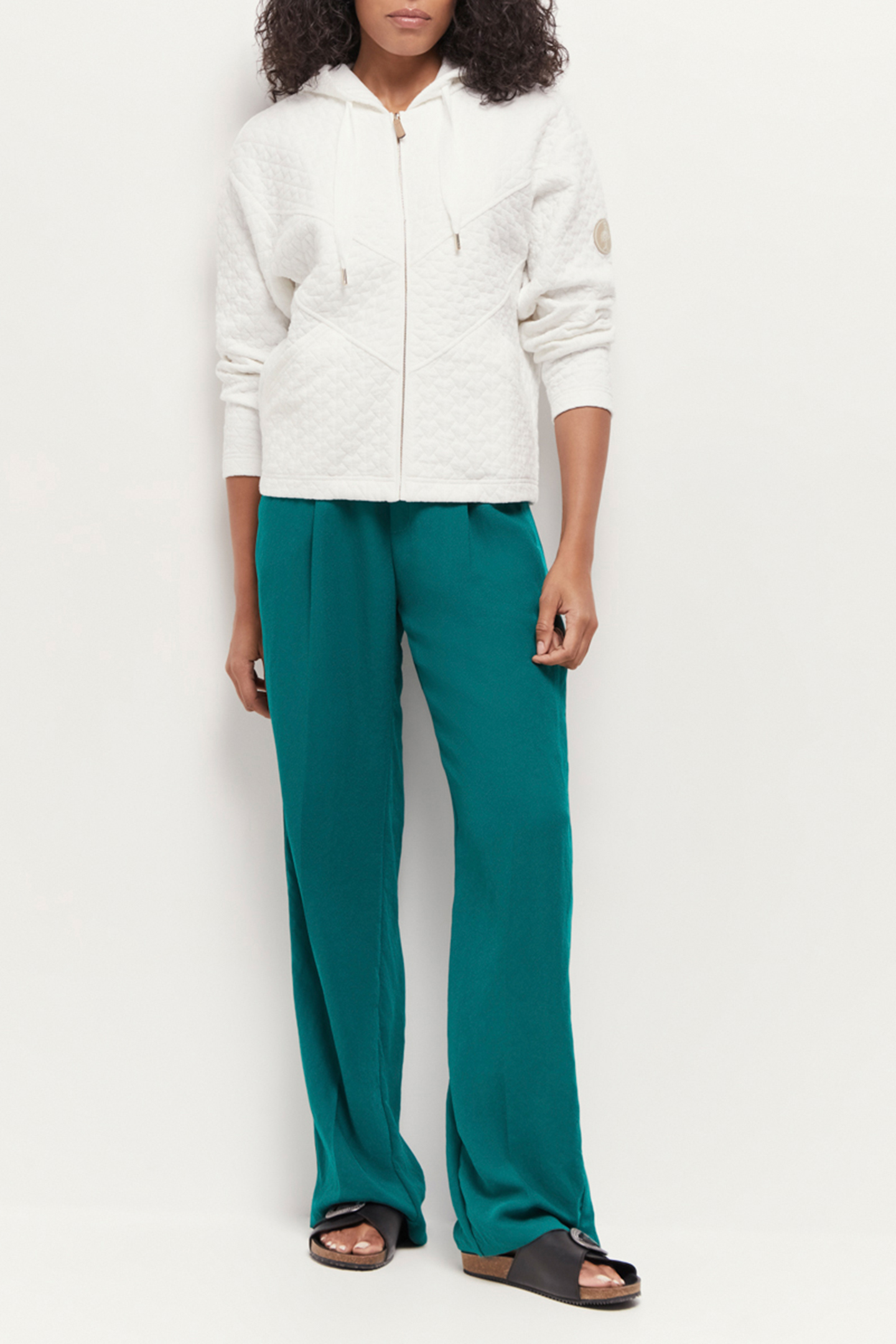 PIETRO - WIDE LEG JUNGLE GREEN RECYCLED SUIT TROUSERS GREEN 2