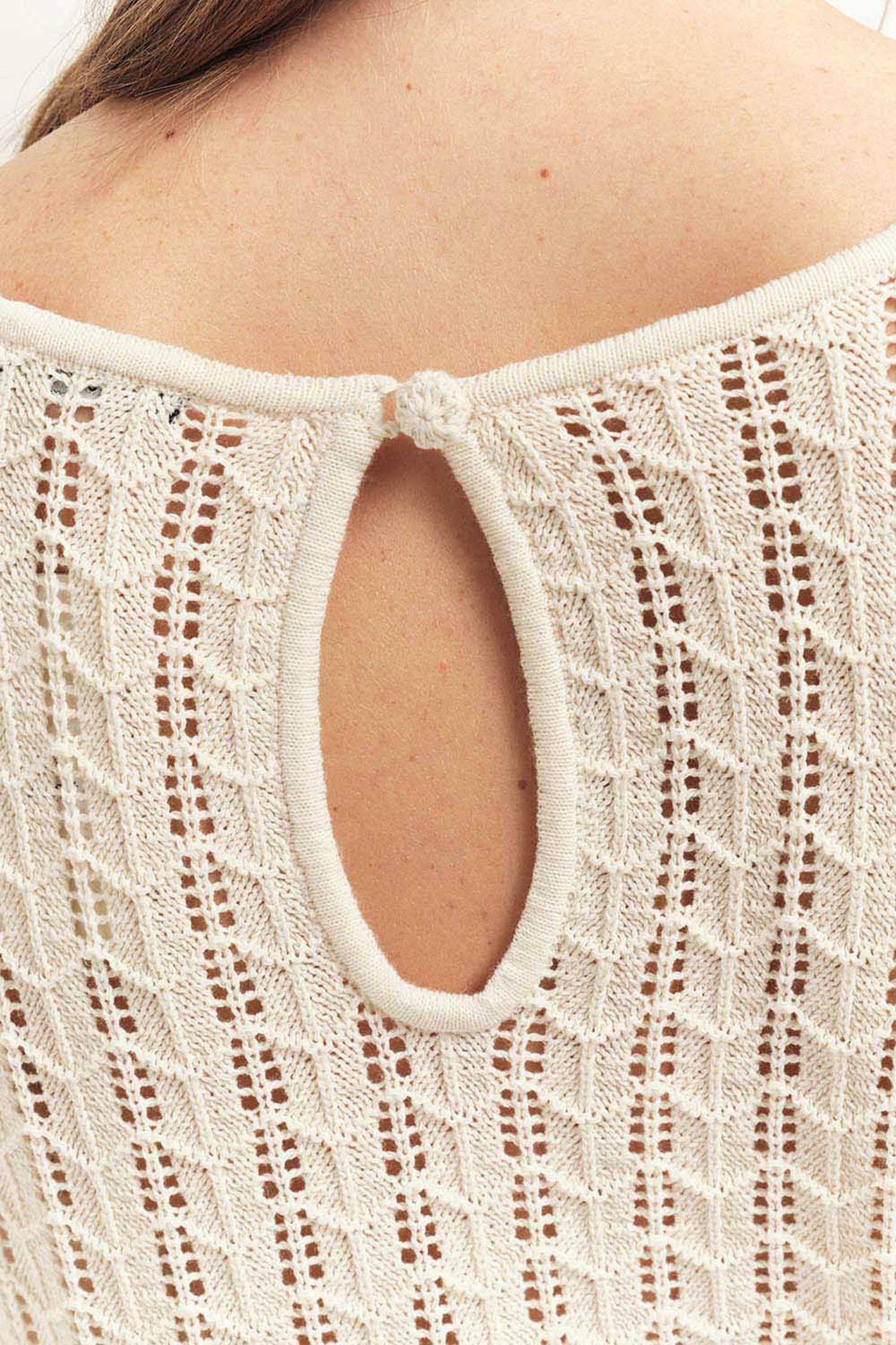 TESSA - ECRU FINE HEMSTITCH JUMPER OFF-WHITE 2