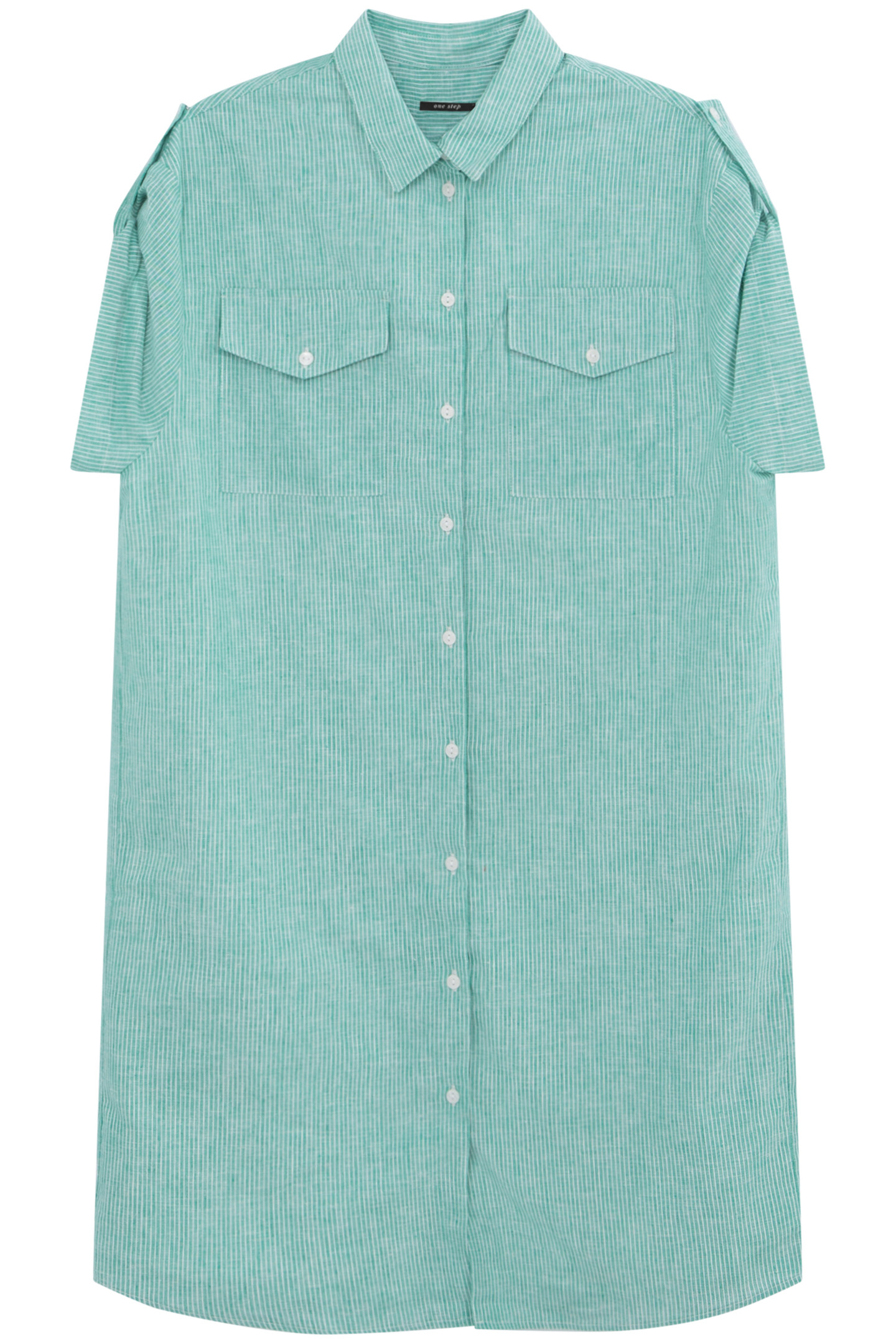 RIEG - ROBE CHEMISE GREEN GRASS MOTIF RAYURES GREEN 3