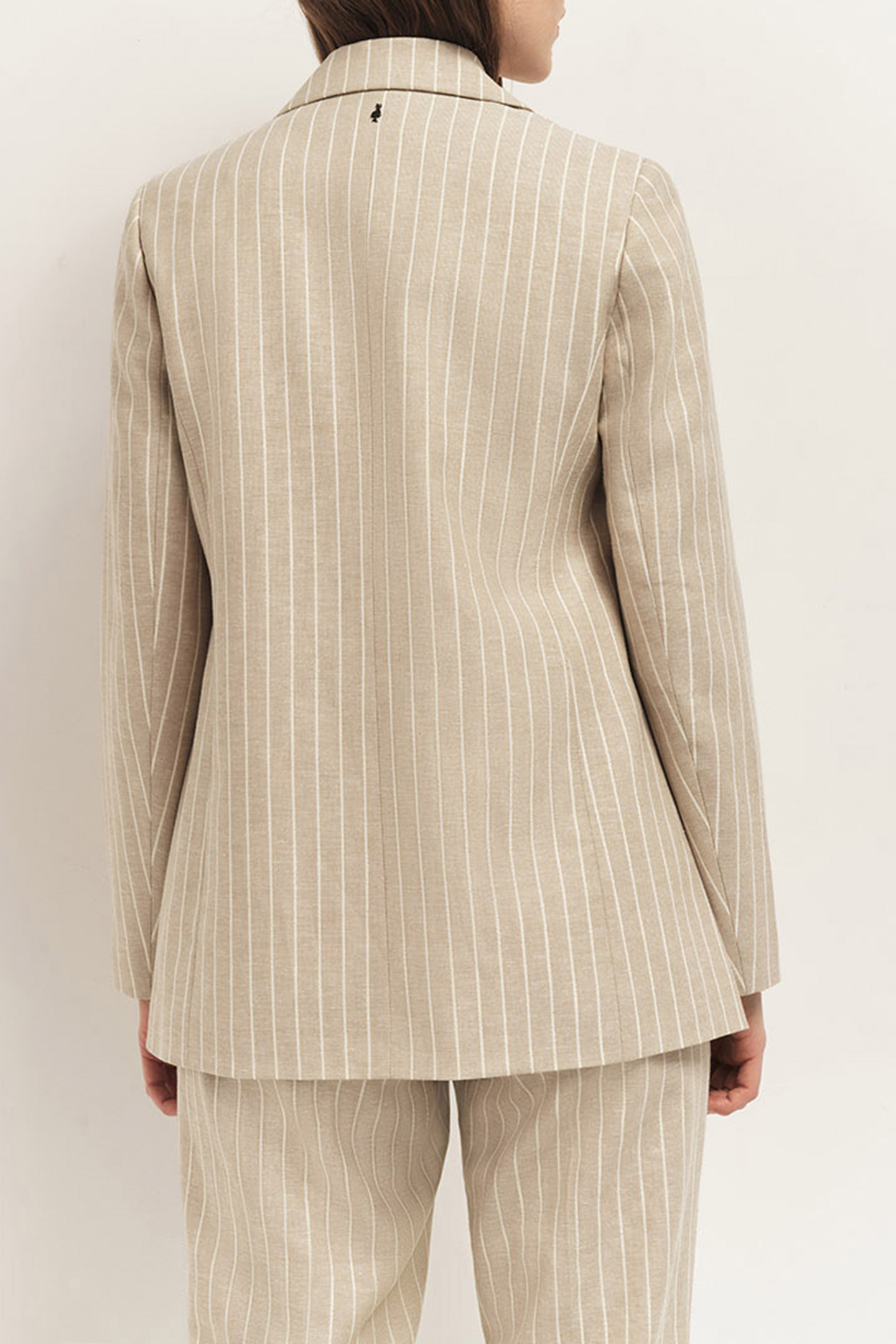 VELOUTE - STRIPED SAND SUIT JACKET SAND 2