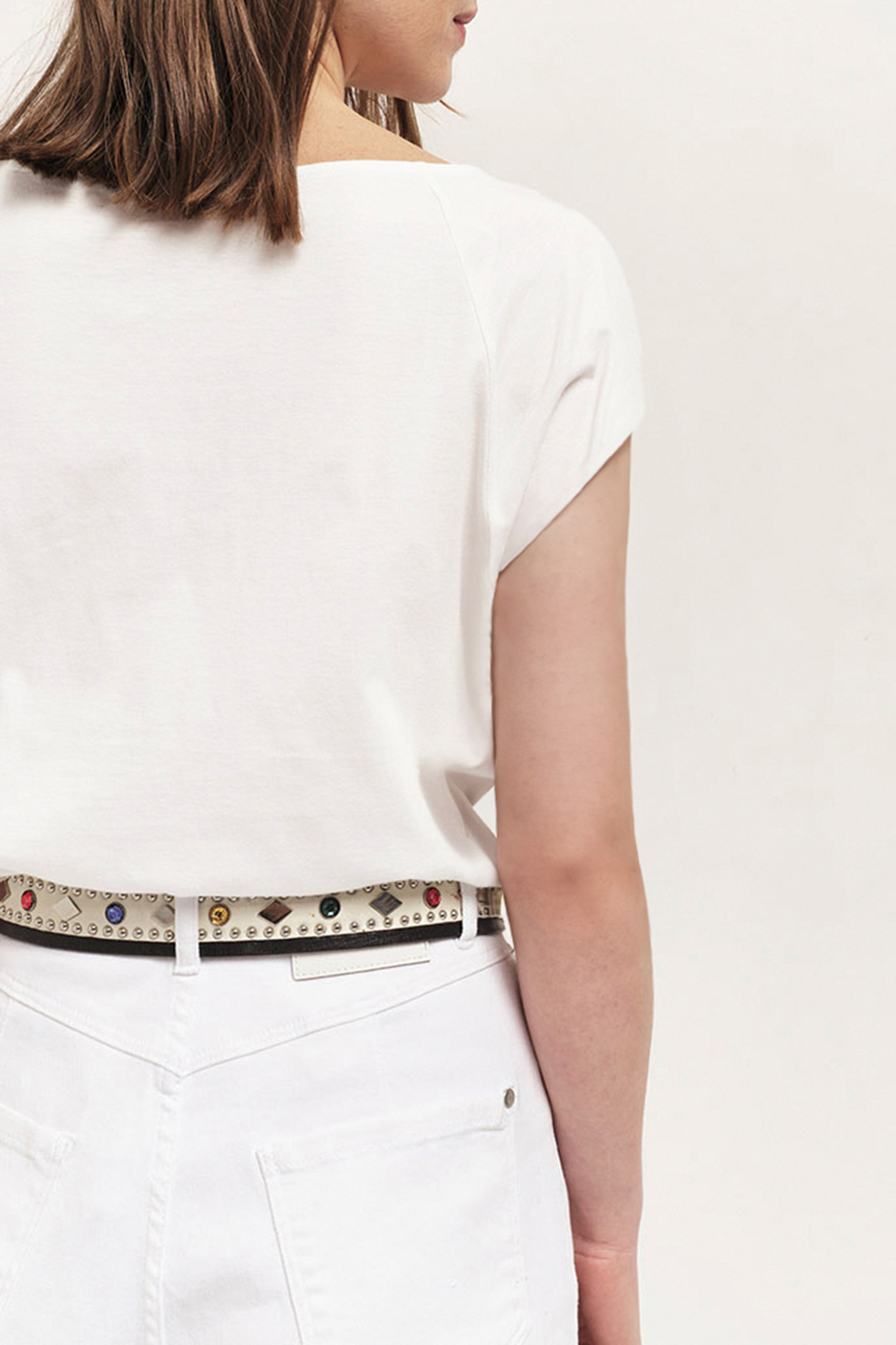 MARCO - ECRU ORGANIC COTTON T-SHIRT WITH DEEP DYE EFFECT FOL 3