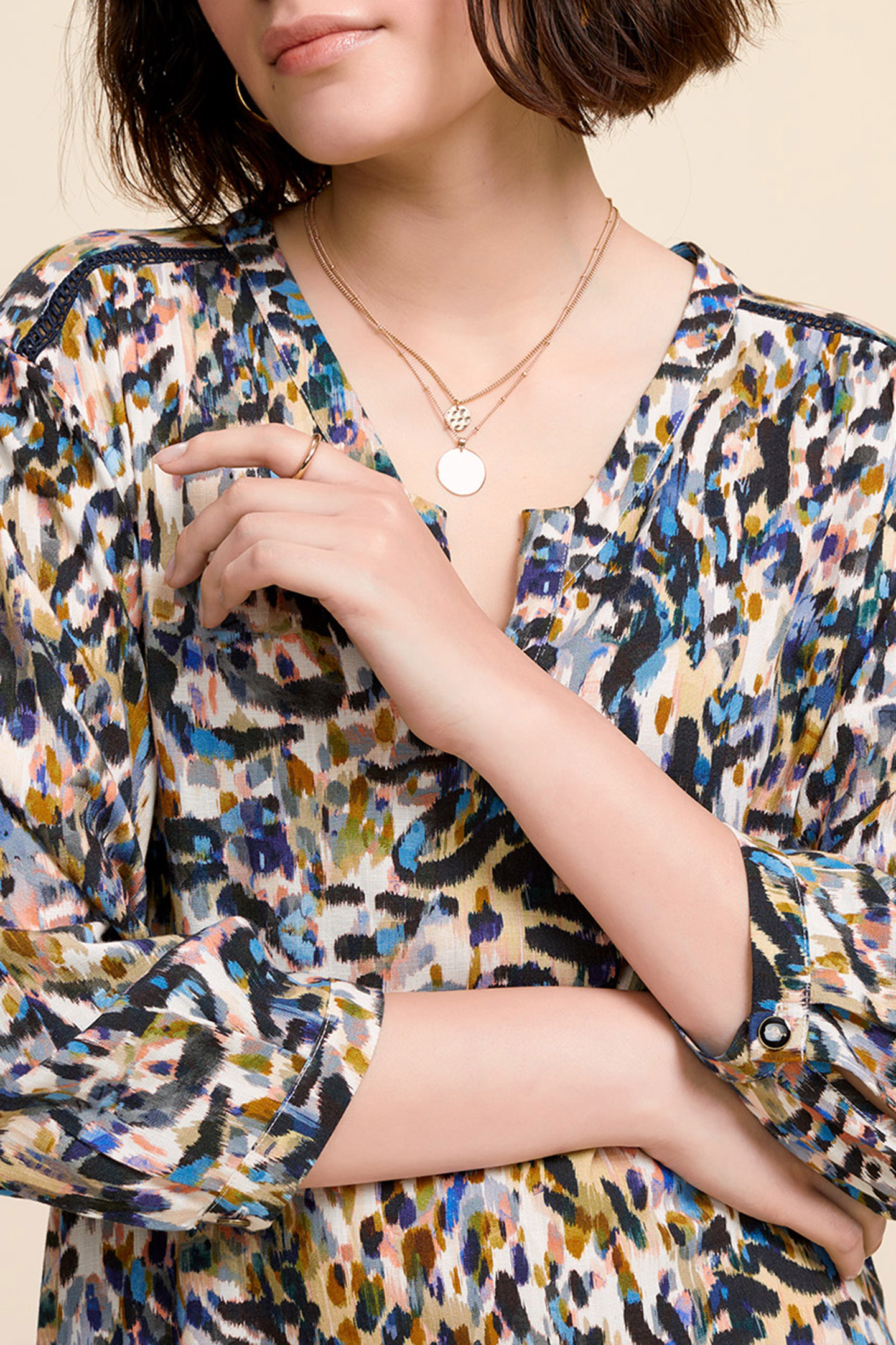 RAENI _ FAUVIST CAMO PRINT DRESS IN ECRU OFF-WHITE 5