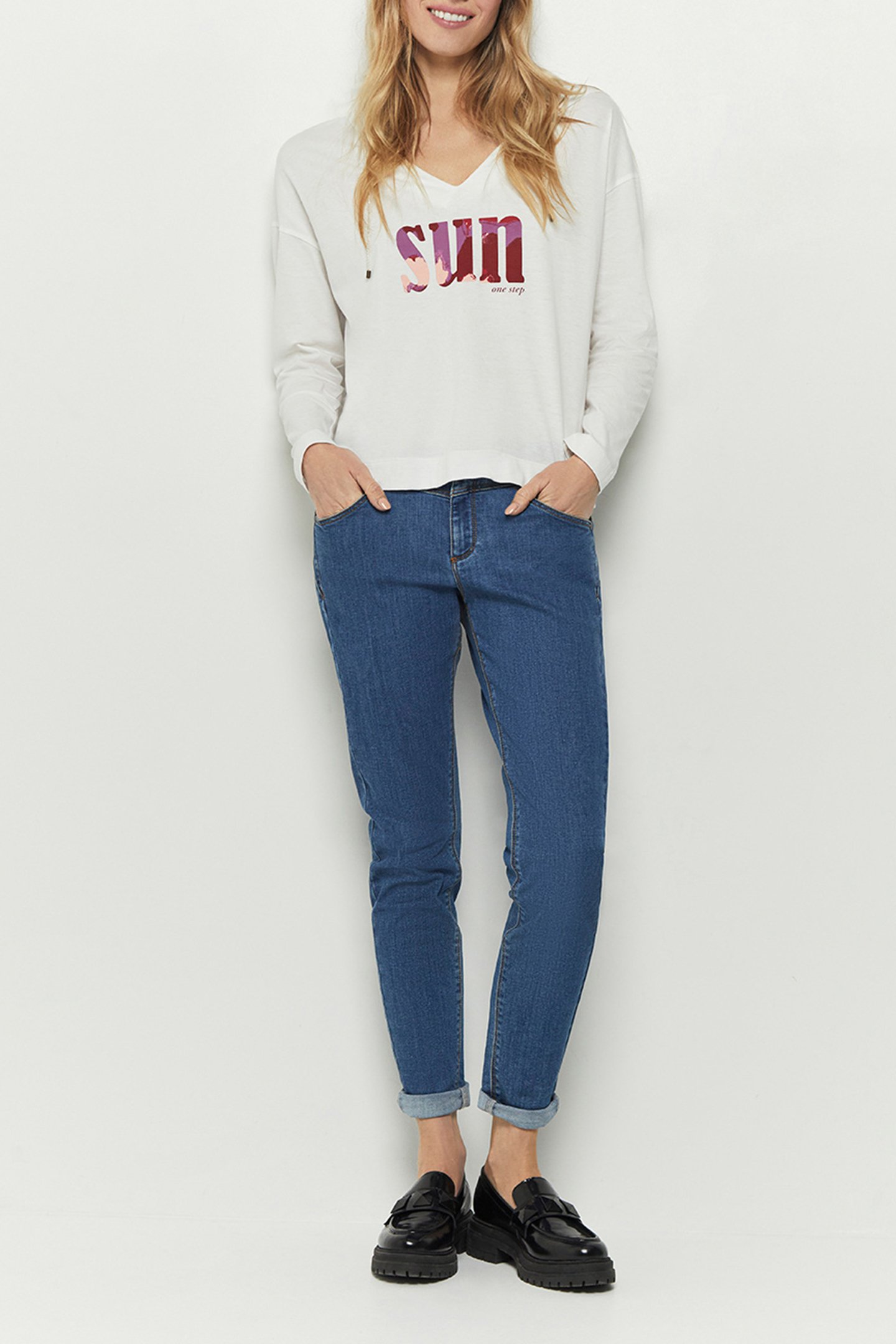 MAESTRO _ ECRU ORGANIC COTTON T-SHIRT WITH ARTY MESSAGE OFF- 3