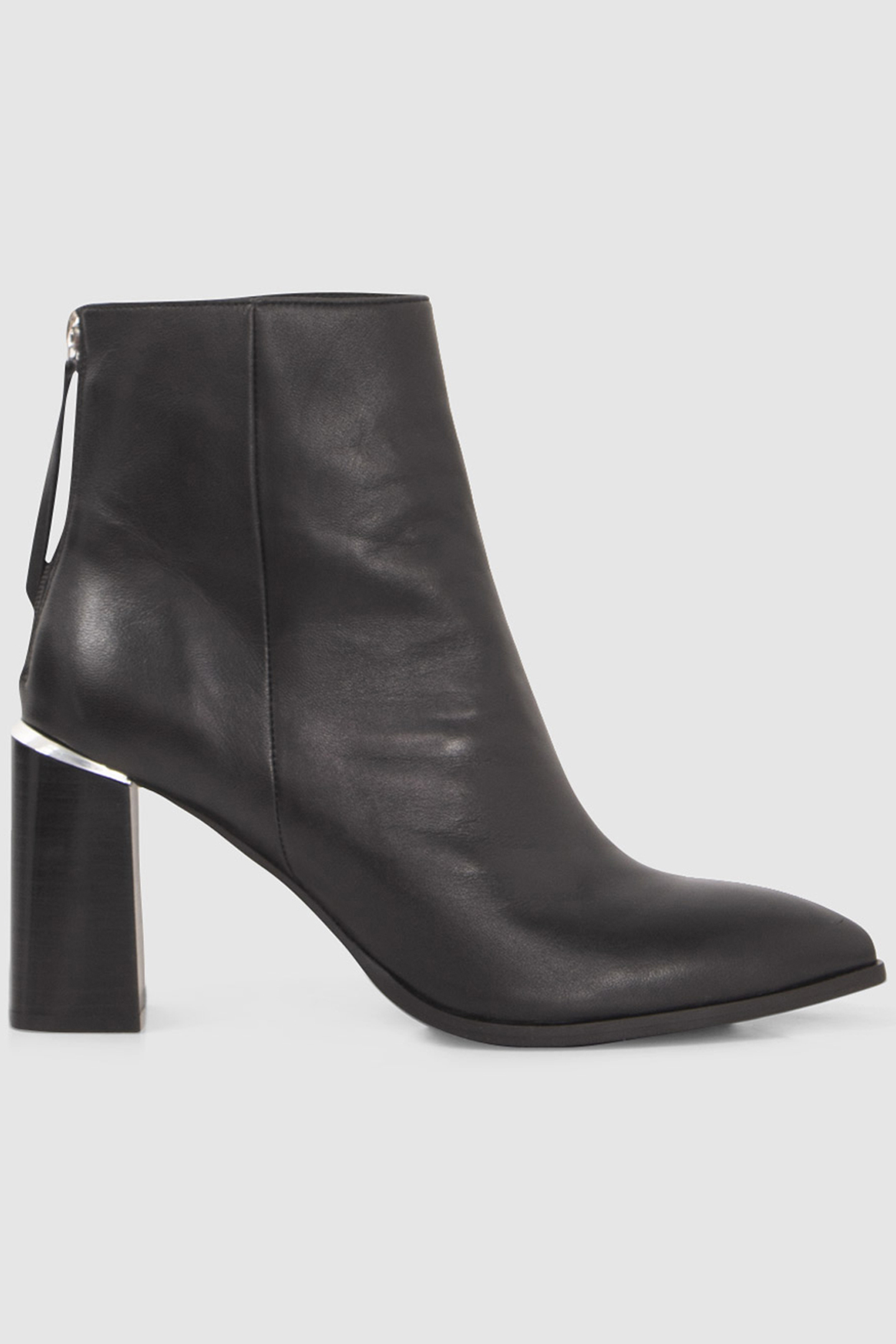 BLACK ZIPPED LEATHER BOOTS WITH METAL BAR 1