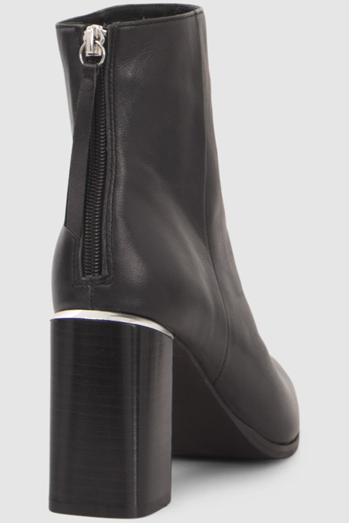 BLACK ZIPPED LEATHER BOOTS WITH METAL BAR 4