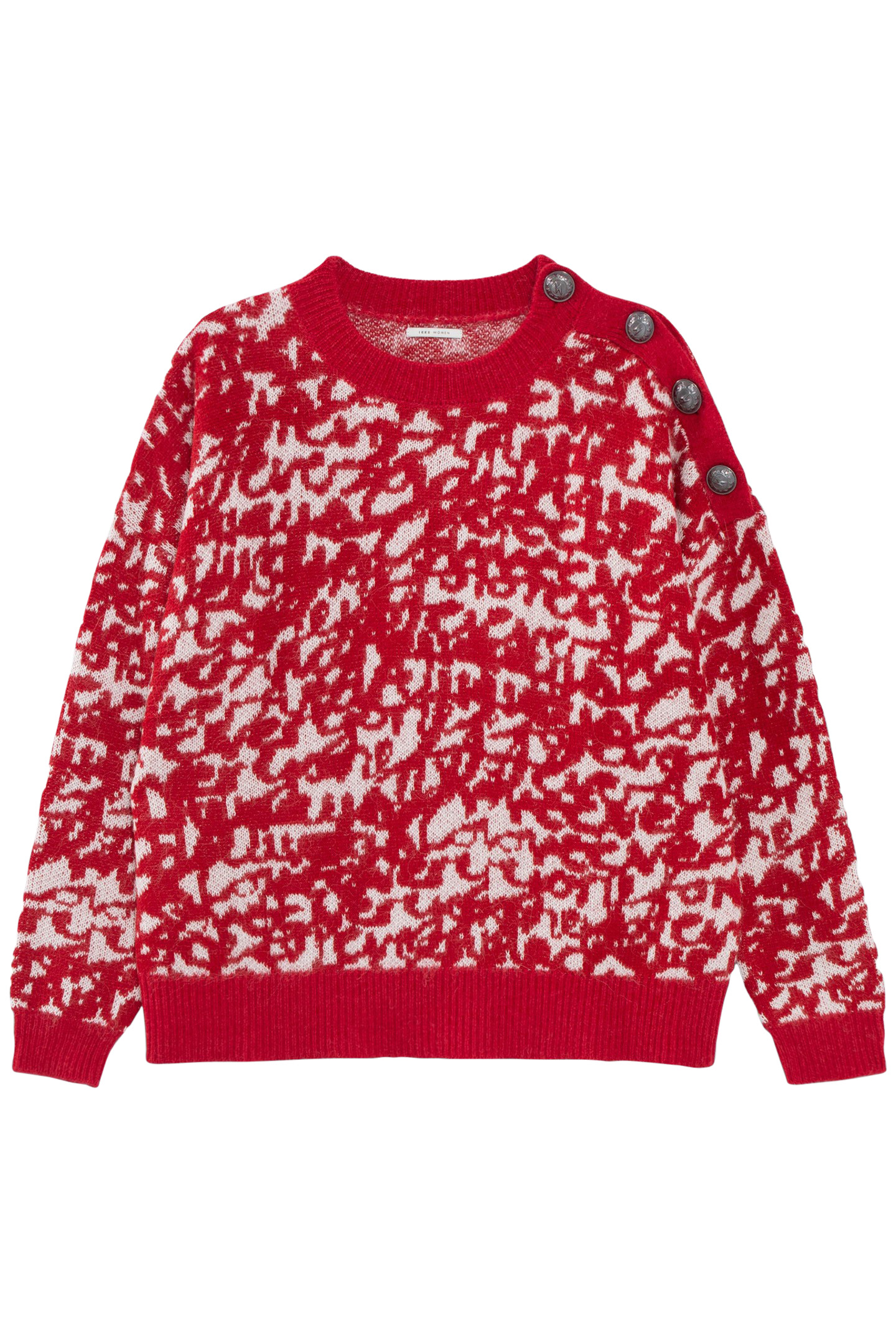 RED JACQUARD KNIT SWEATER WITH TAG MOTIF 4