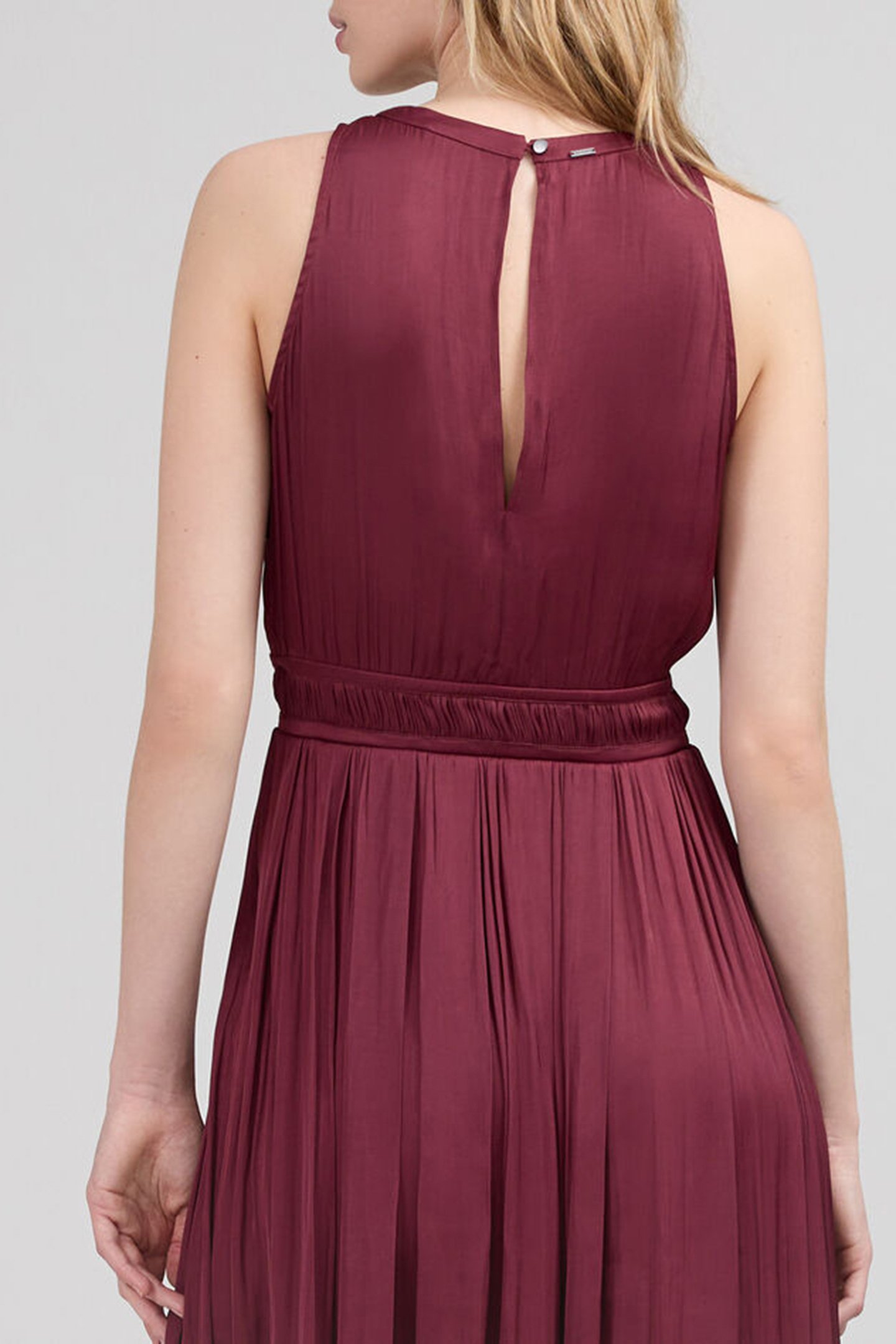 BURGUNDY RECYCLED LONG DRESS WITH ASYMMETRIC TOP 4
