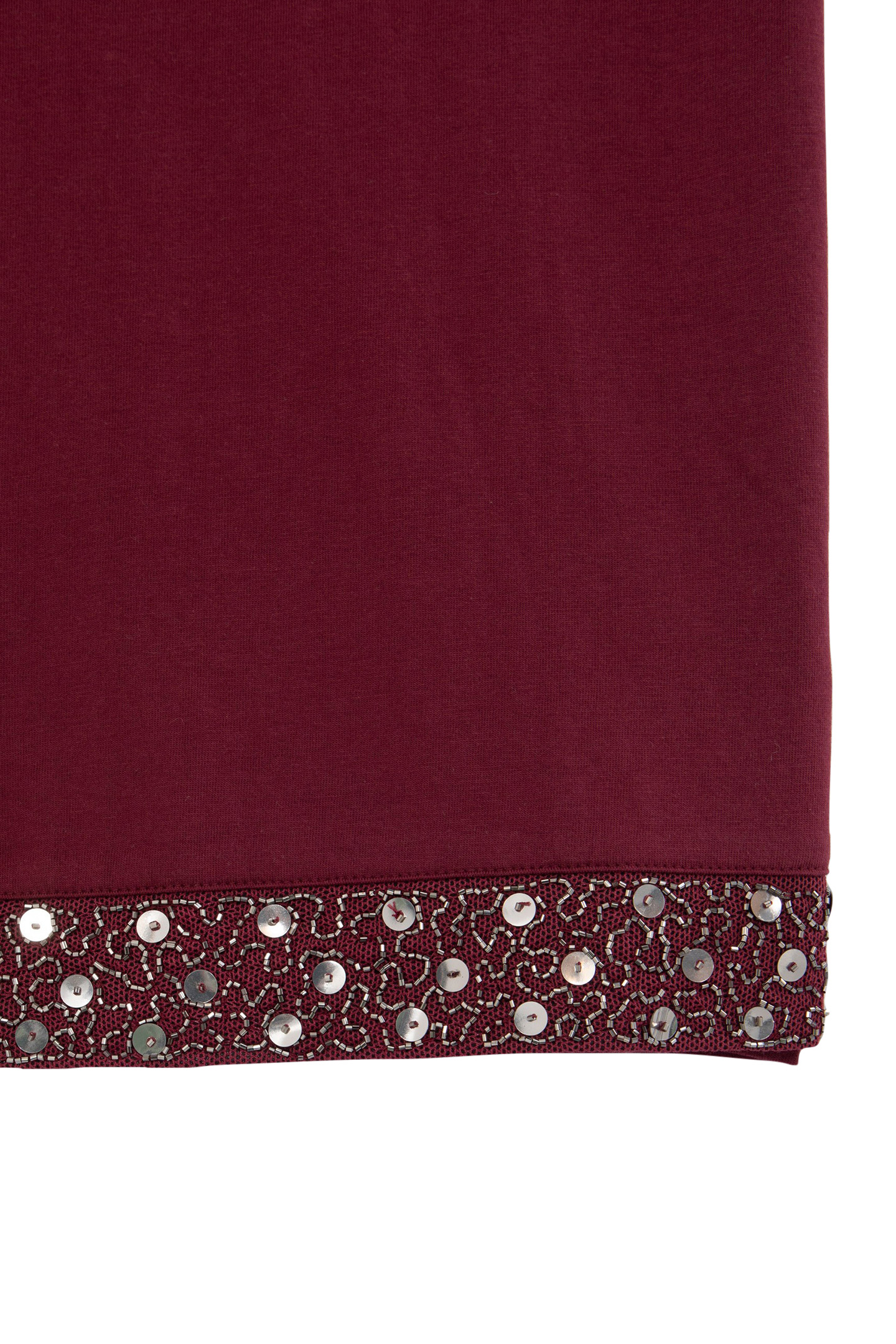 BURGUNDY ORGANIC COTTON BEAD EMBROIDERY T-SHIRT 7