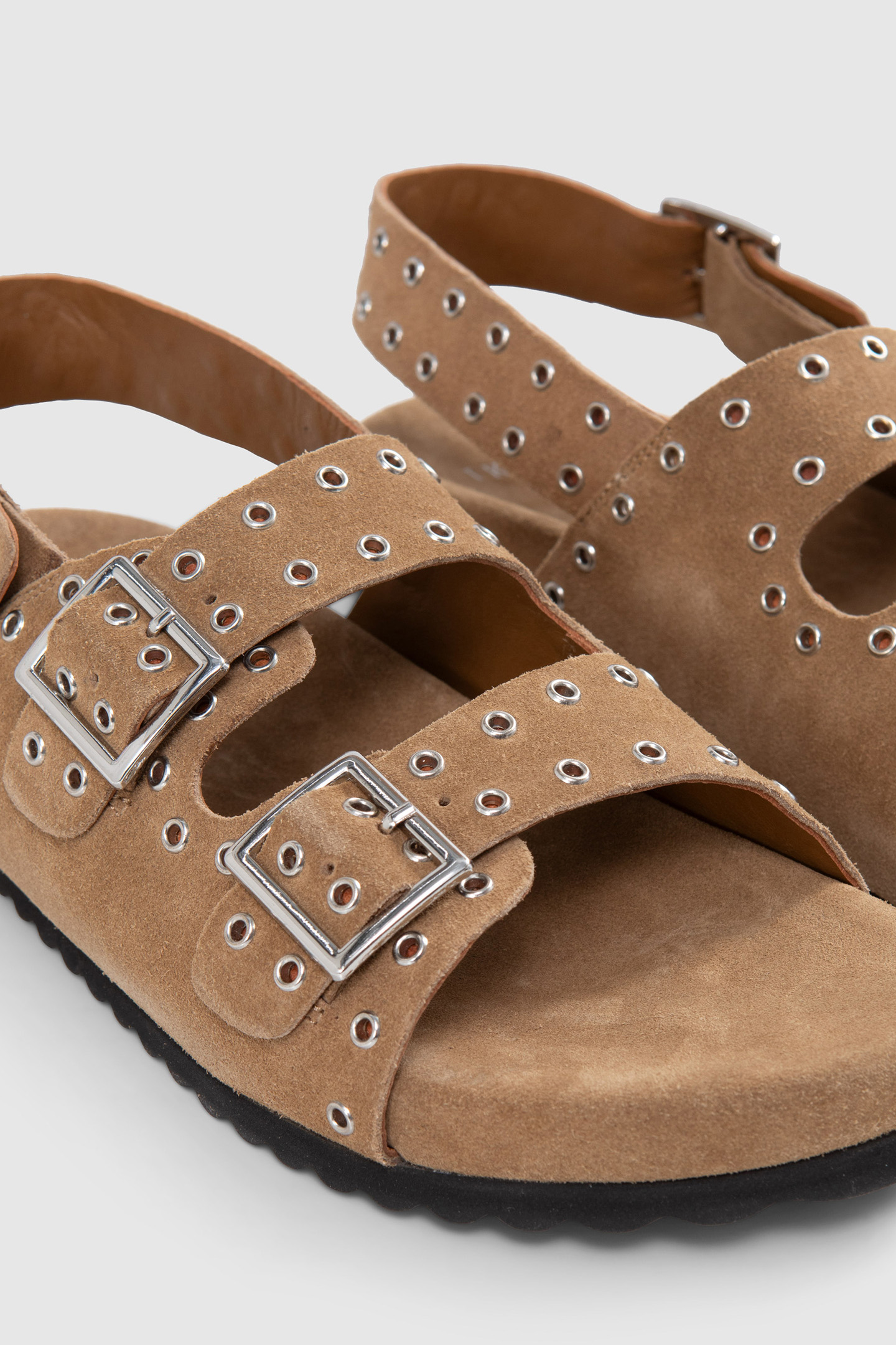 SAND SUEDE SANDALS WITH EYELET STRAPS 7