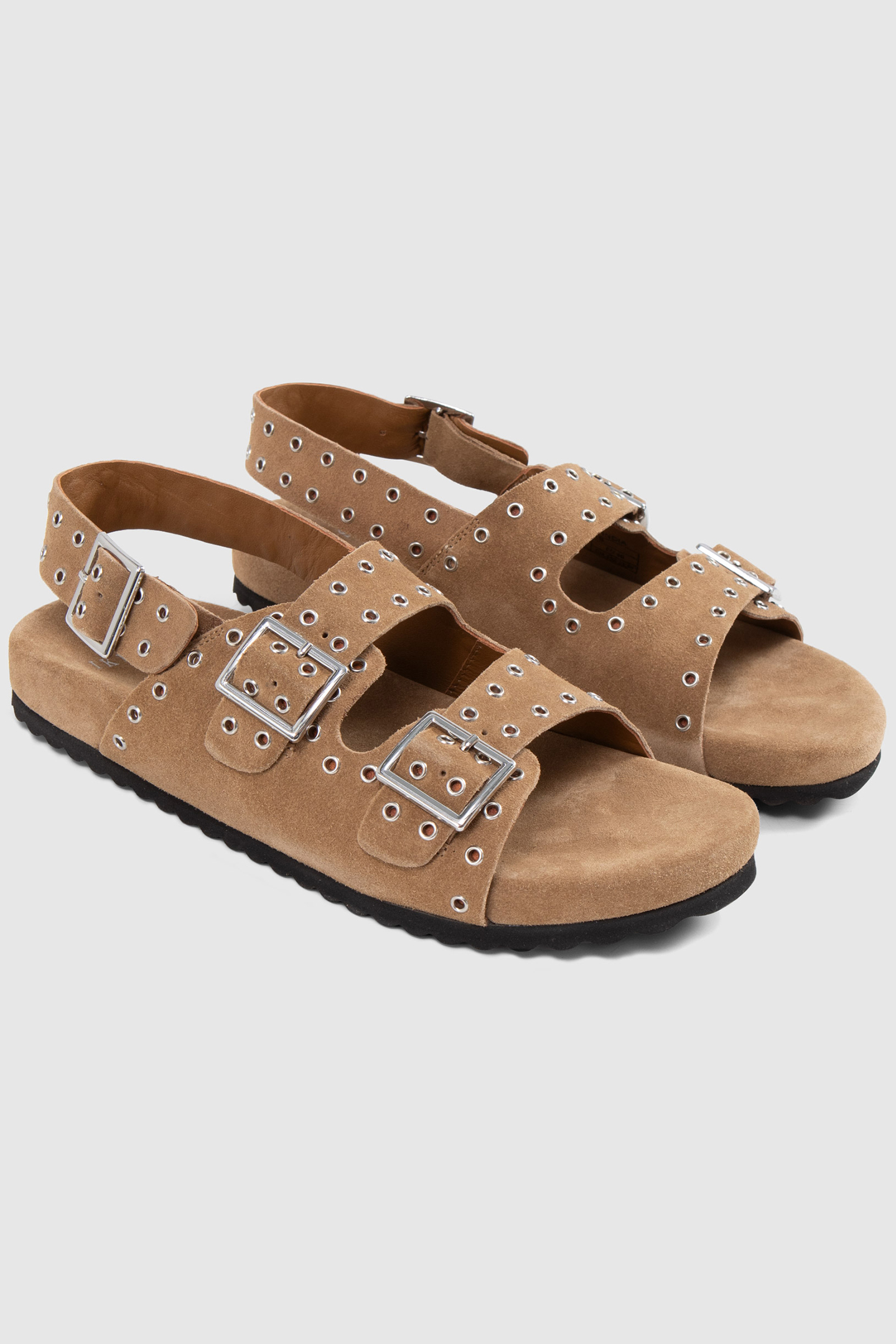 SAND SUEDE SANDALS WITH EYELET STRAPS 3
