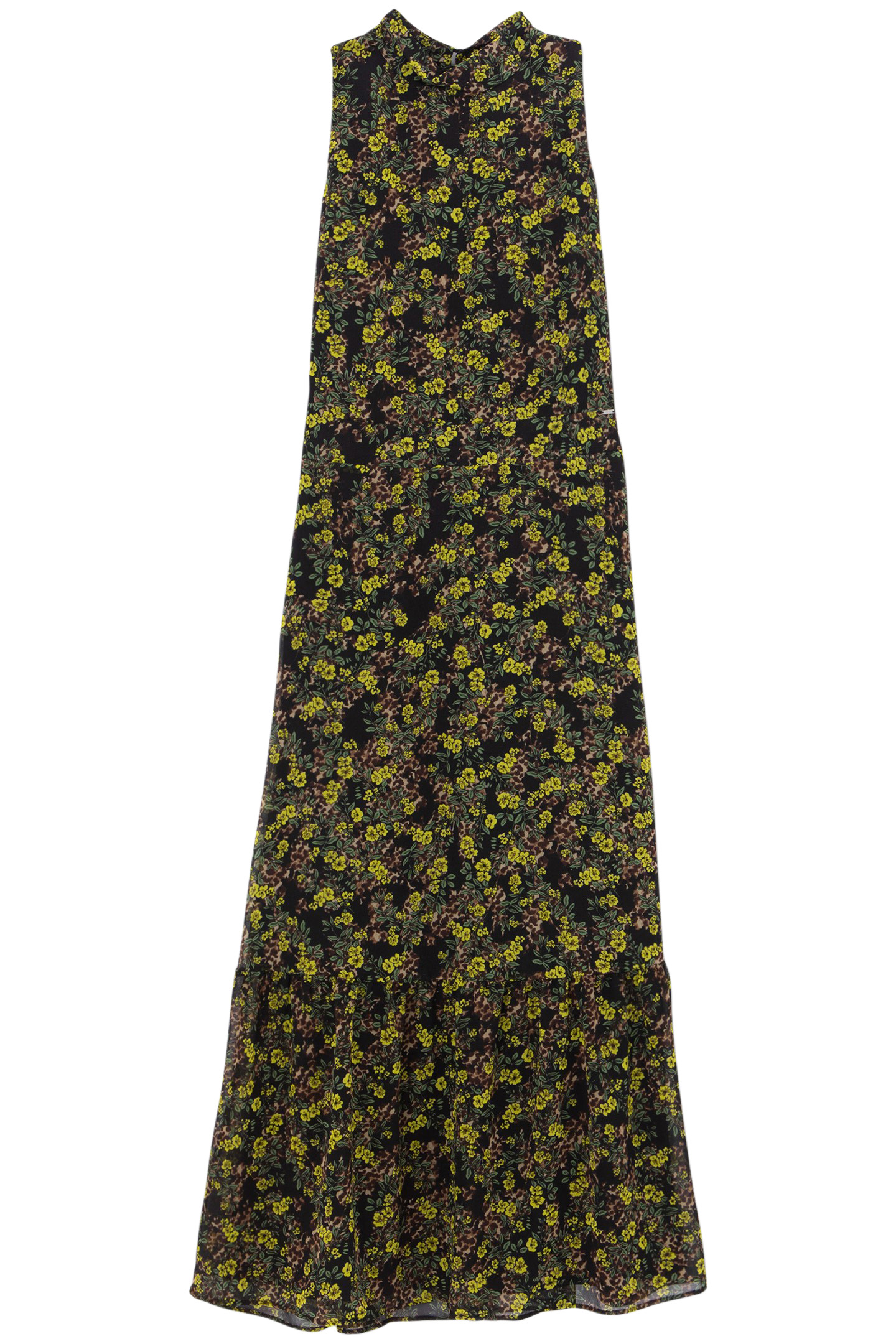 BLACK RECYCLED LONG DRESS, FLORAL LEOPARD PRINT 3