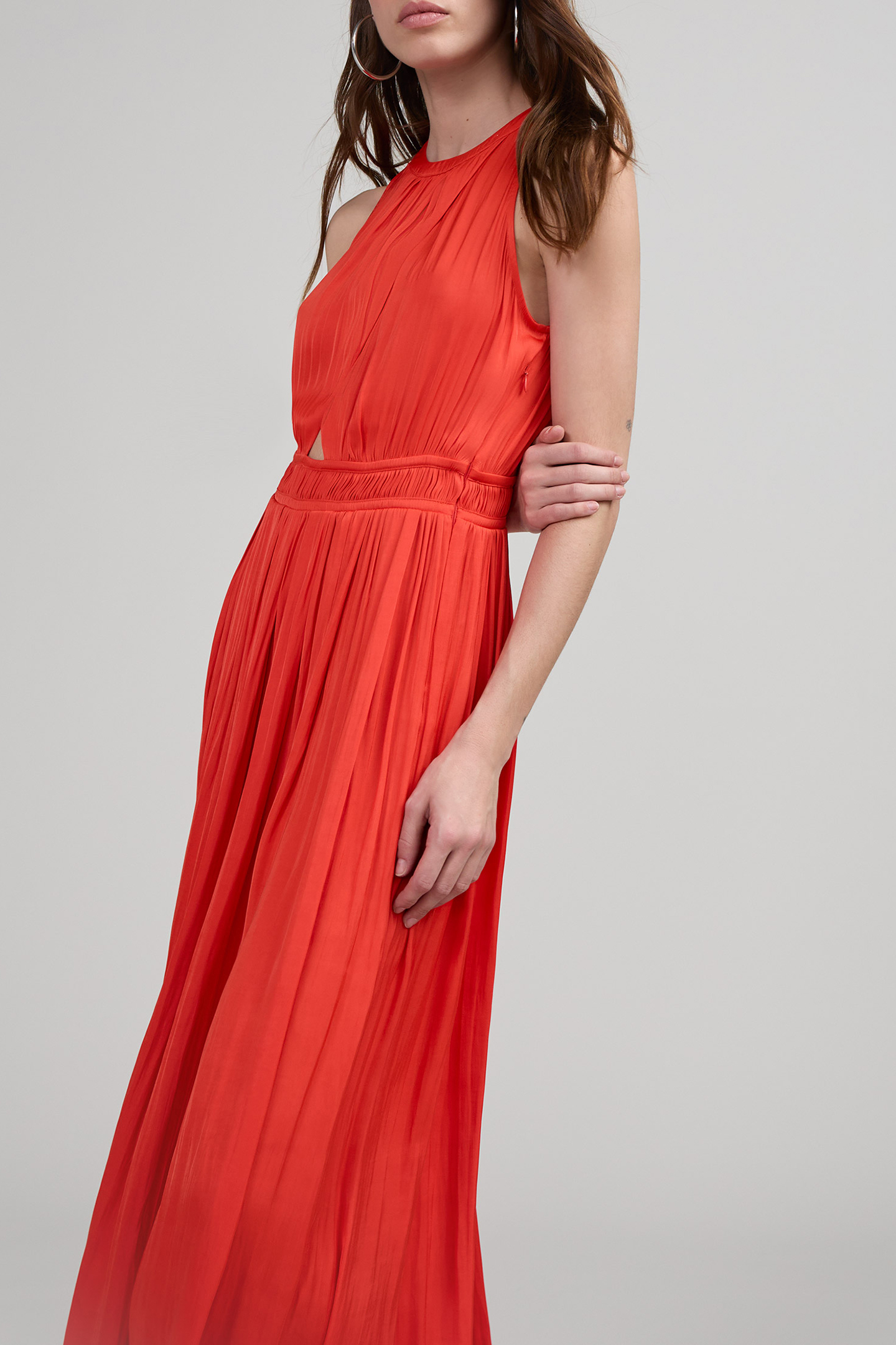 ORANGE RECYCLED LONG DRESS WITH ASYMMETRIC TOP 4