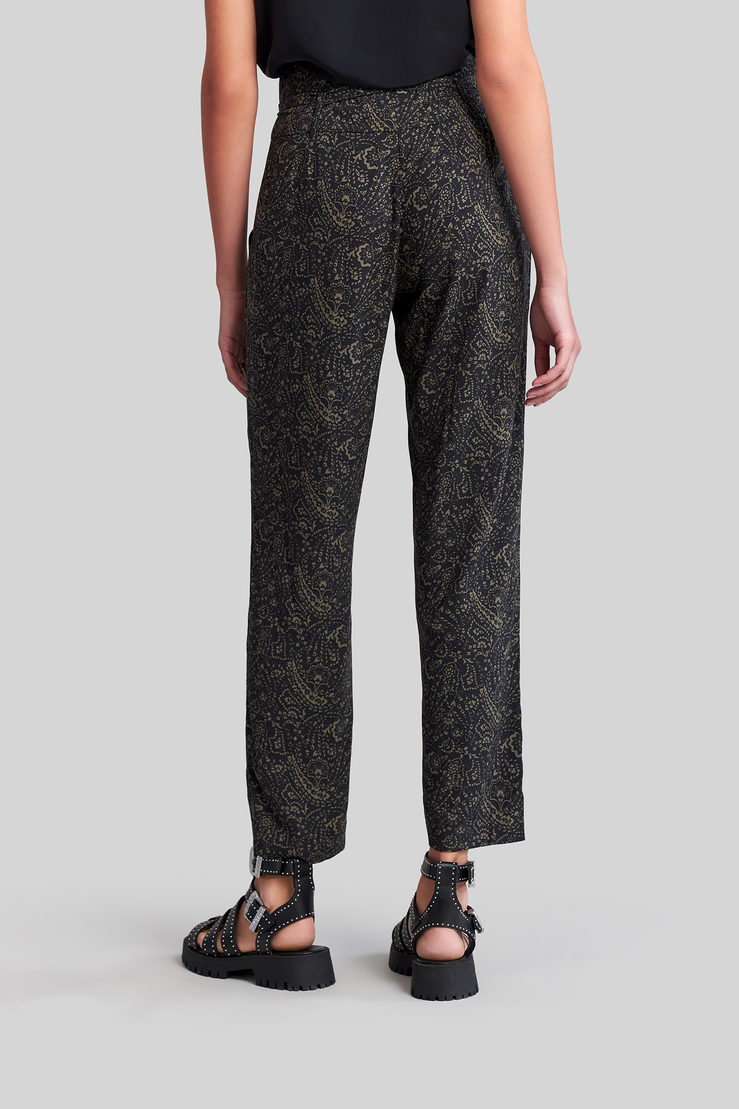 KHAKI LENZING™ ECOVERO™ FLORAL PAISLEY TROUSERS 2