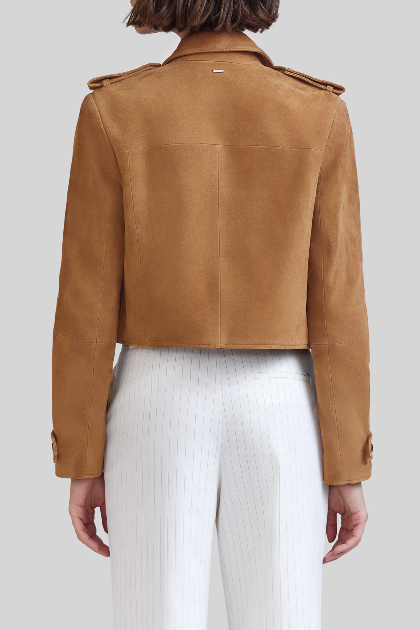 CAMEL SUEDE CROPPED PEA COAT 2