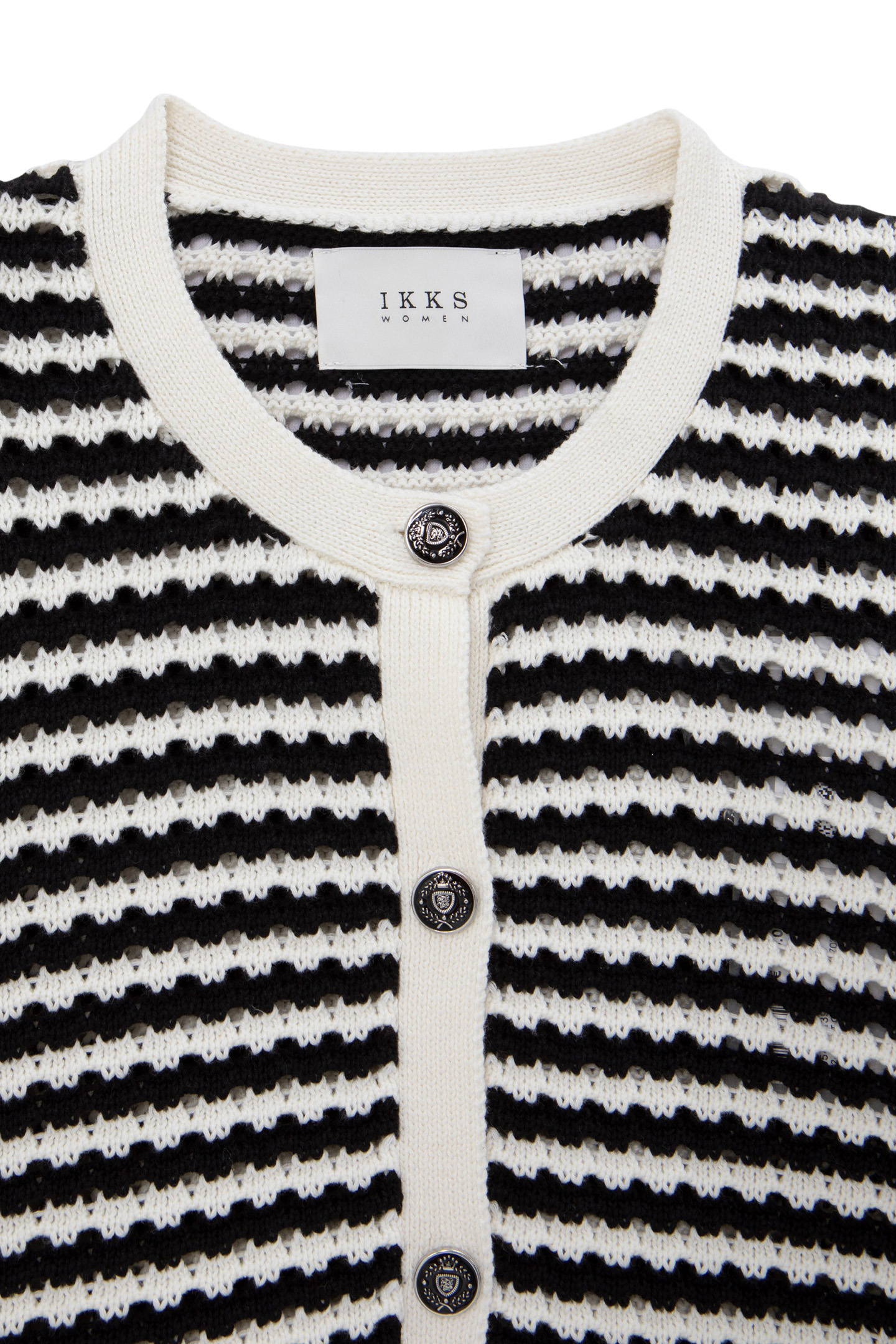 NAVY OPENWORK KNIT SAILOR-STRIPE CARDIGAN 8