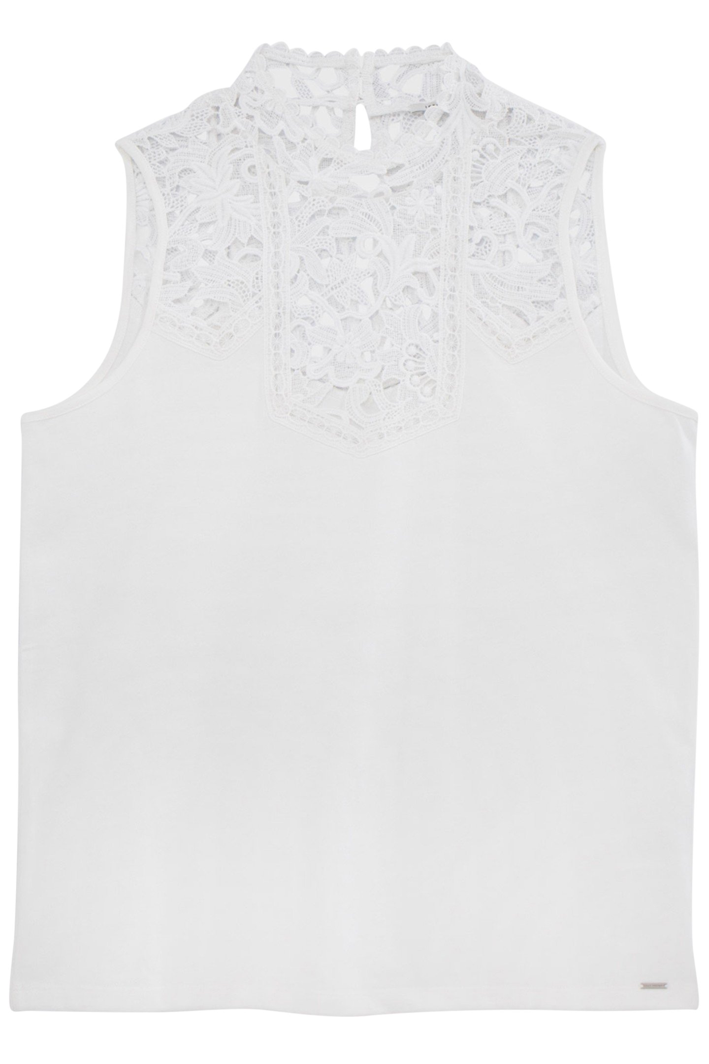 WHITE TANK TOP WITH GUIPURE NECKLINE 4