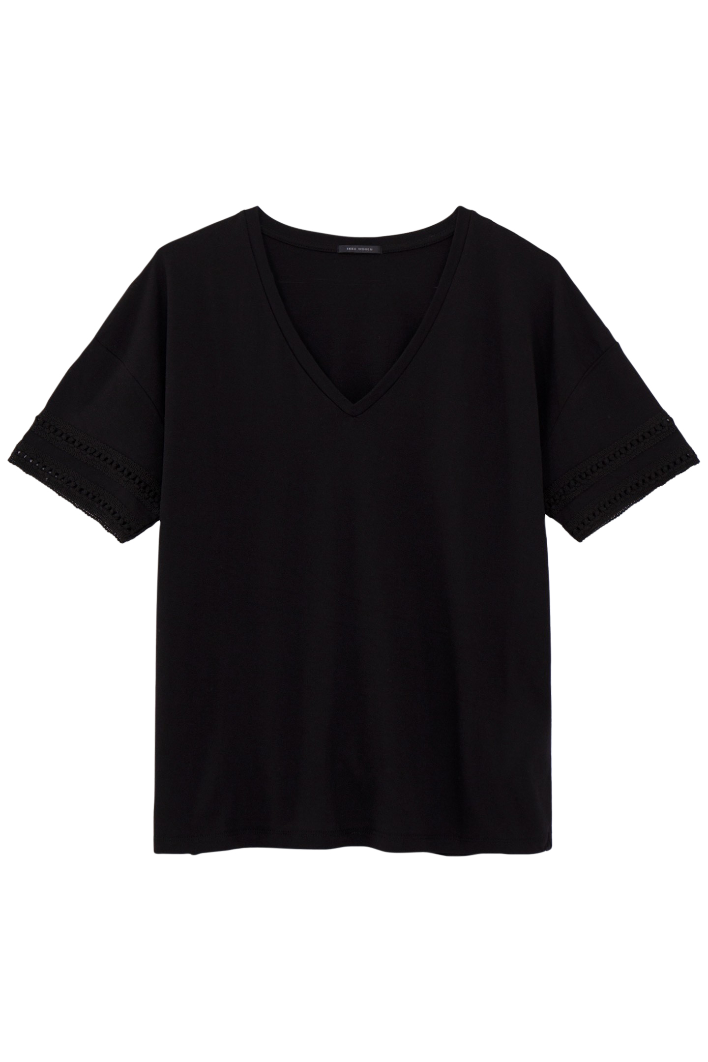 BLACK T-SHIRT WITH JEWEL COLLAR AND SLEEVES 4