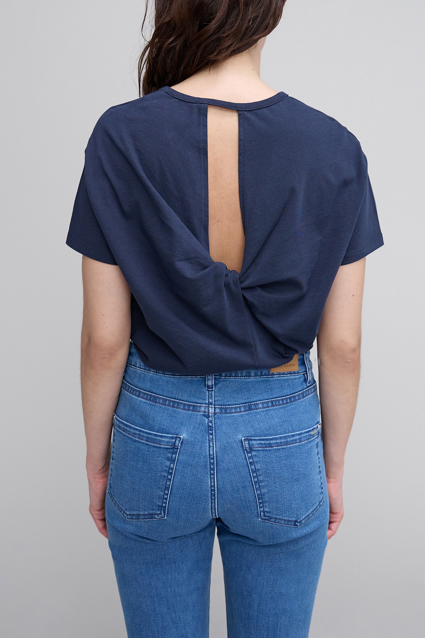 NAVY BLUE KNOTTED ORGANIC COTTON T-SHIRT 2