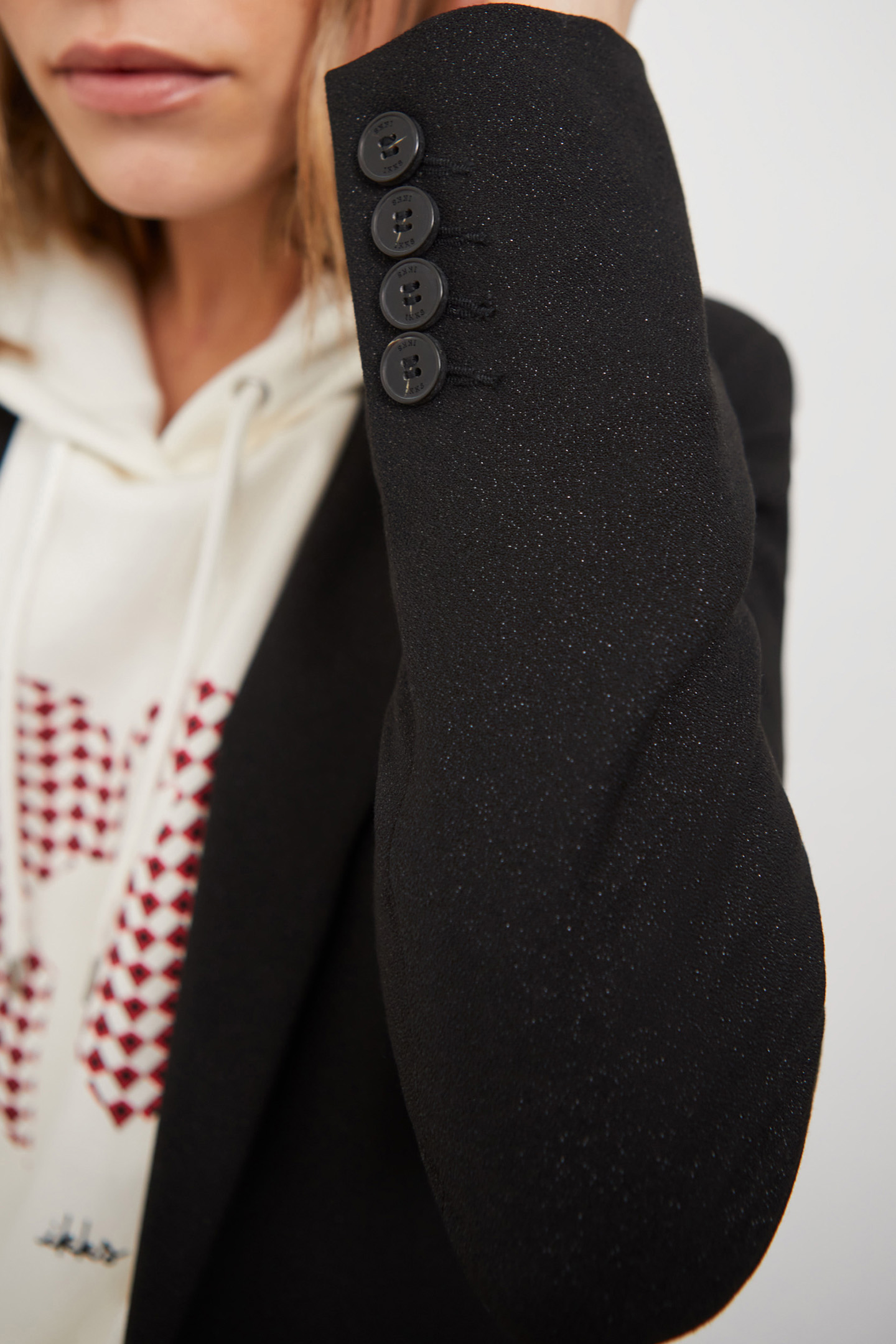 METALLIC BLACK FABRIC LONG SUIT JACKET 6