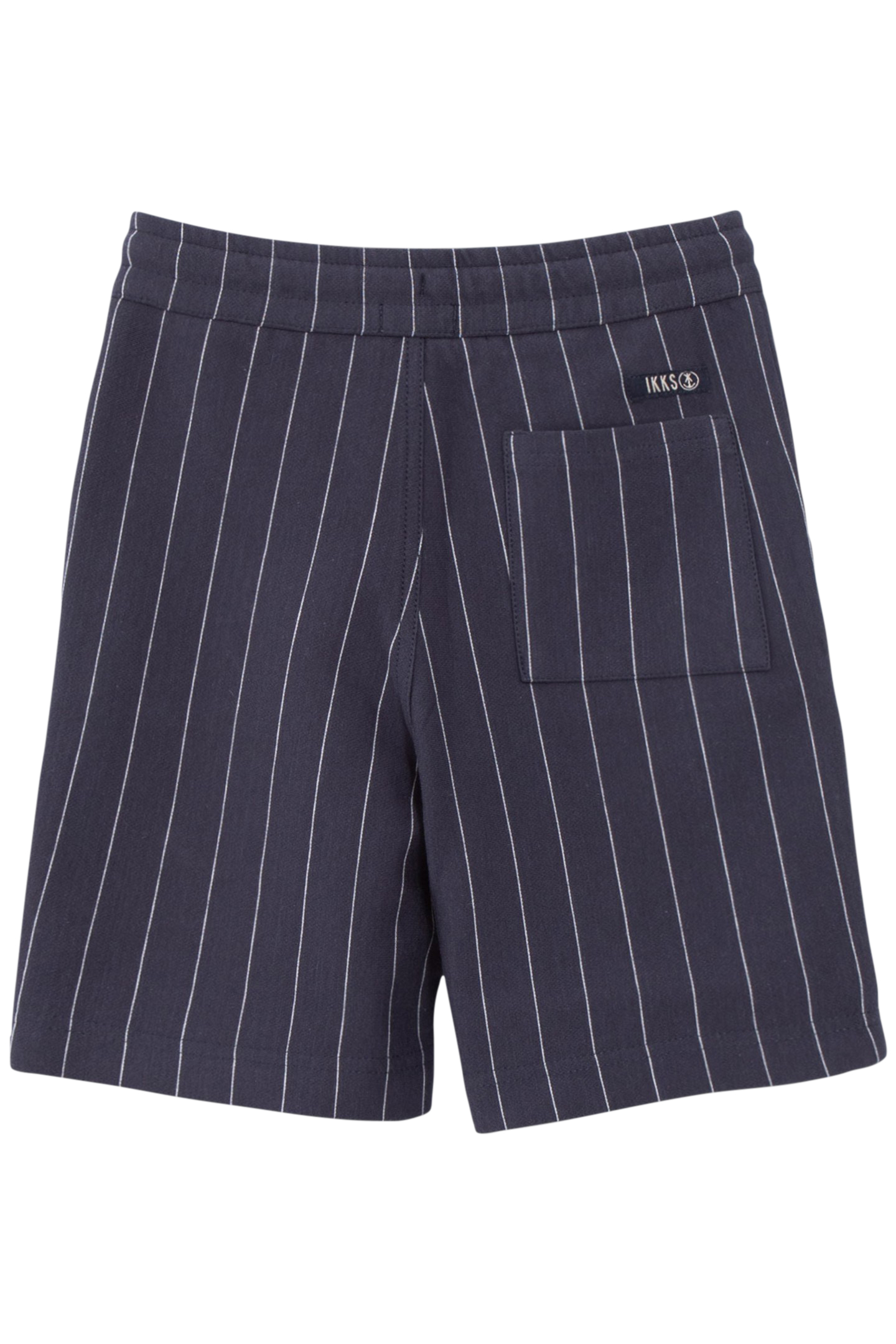 BOYS' NAVY KNIT PINSTRIPED BERMUDA SHORTS 2