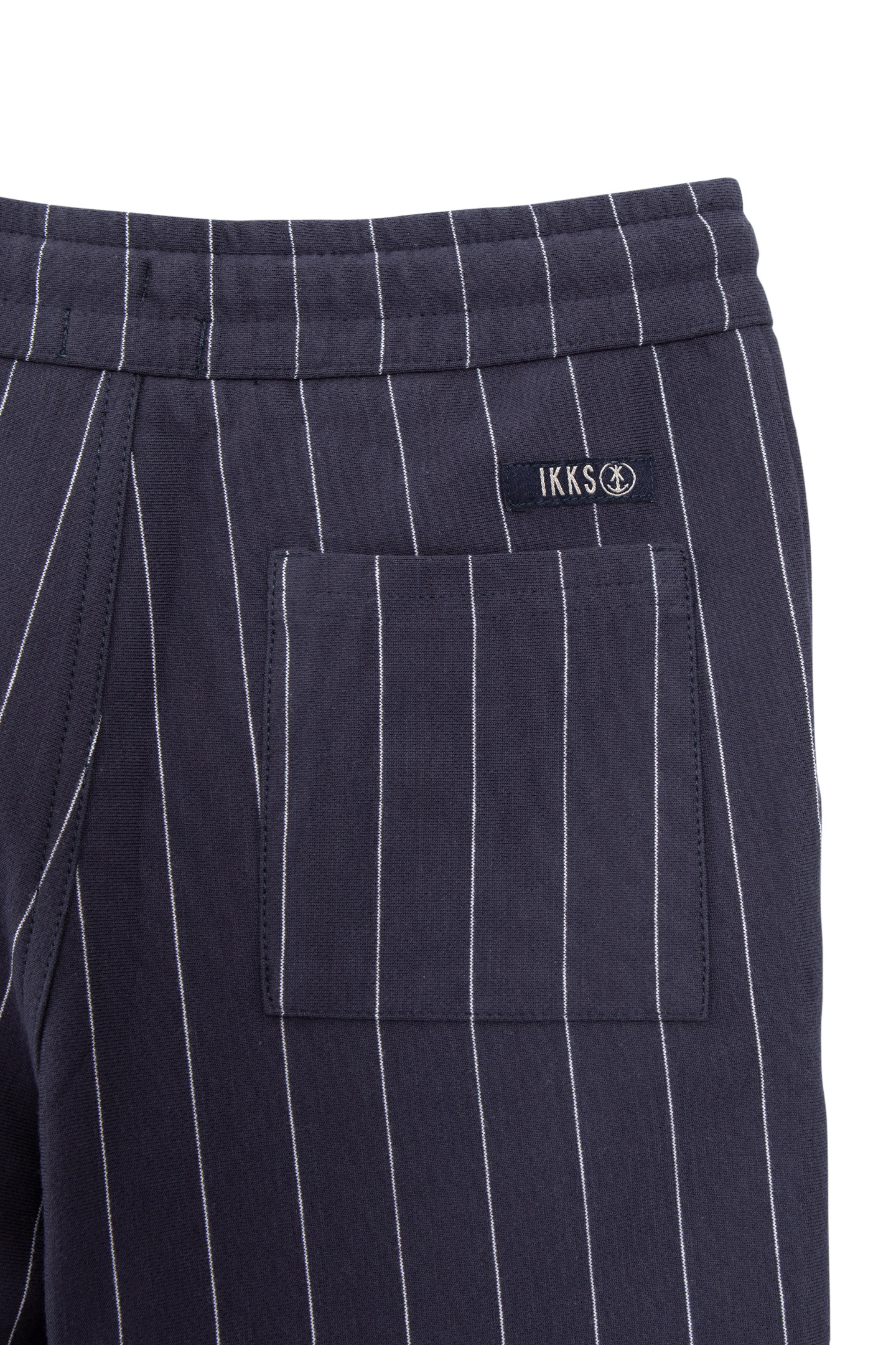 BOYS' NAVY KNIT PINSTRIPED BERMUDA SHORTS 4