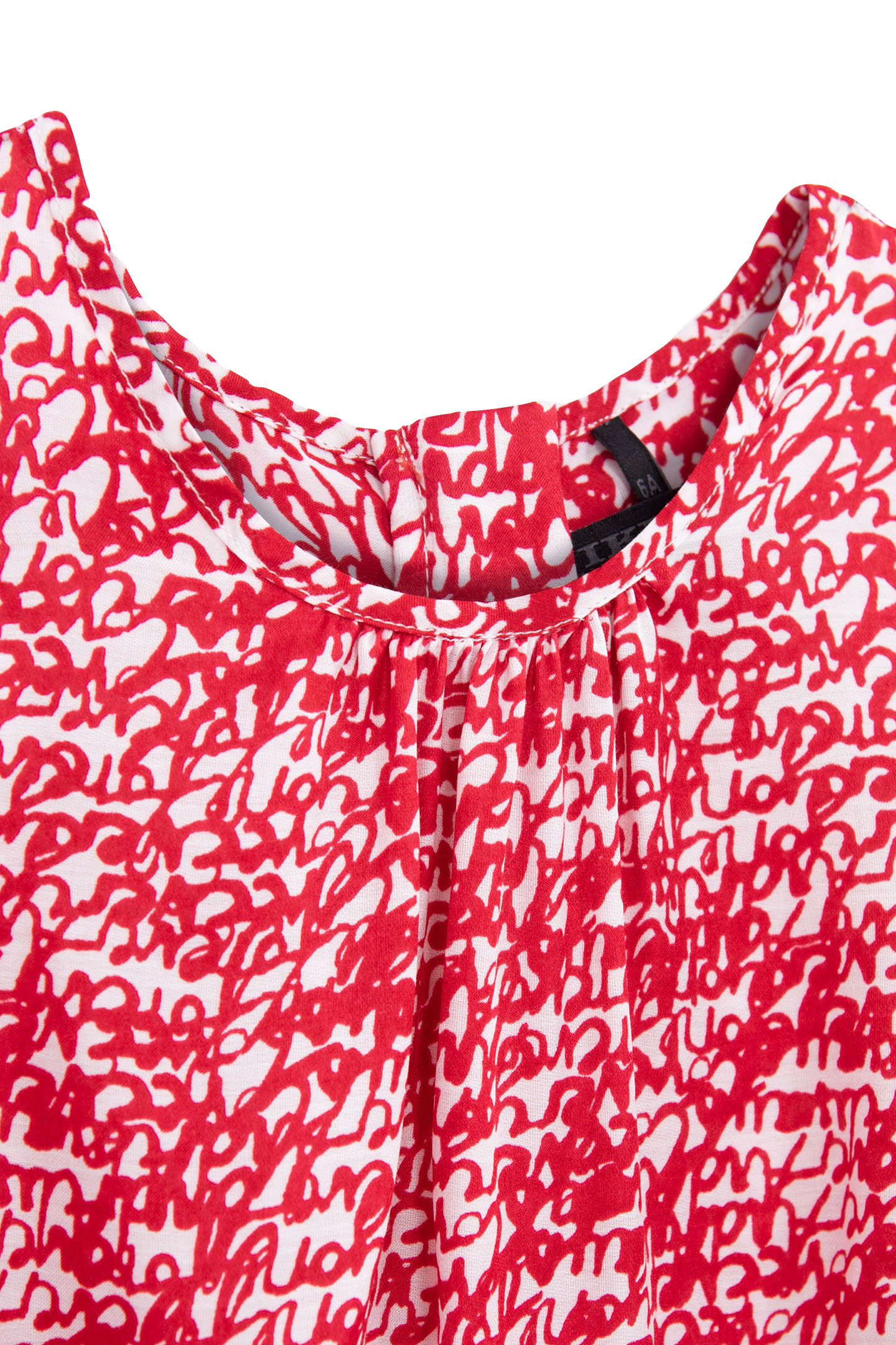 GIRLS’ RED RUFFLED BLOUSE WITH TAG PRINT 3