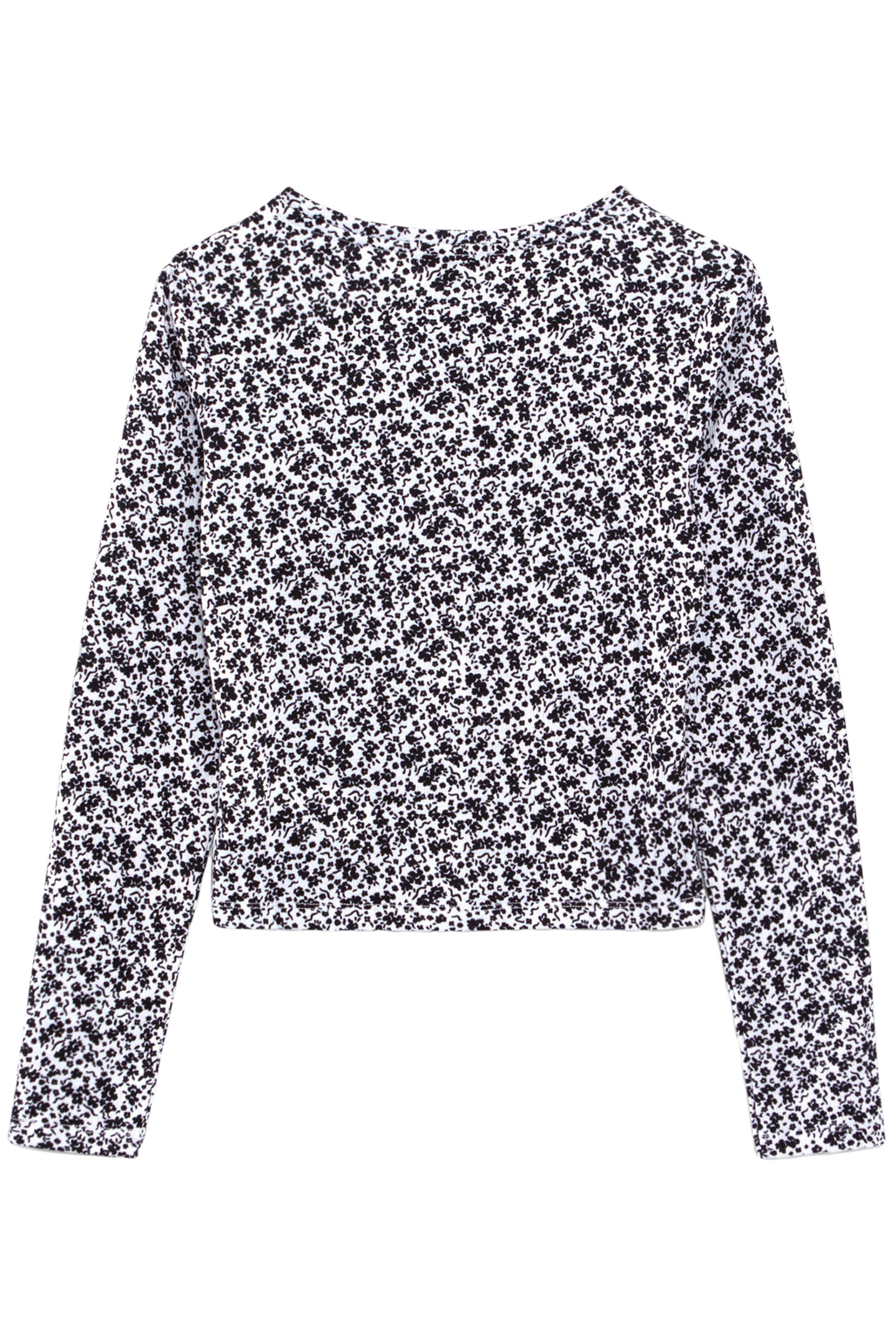 GIRLS' OFF-WHITE T-SHIRT WITH BLACK FLOWER PRINT 2