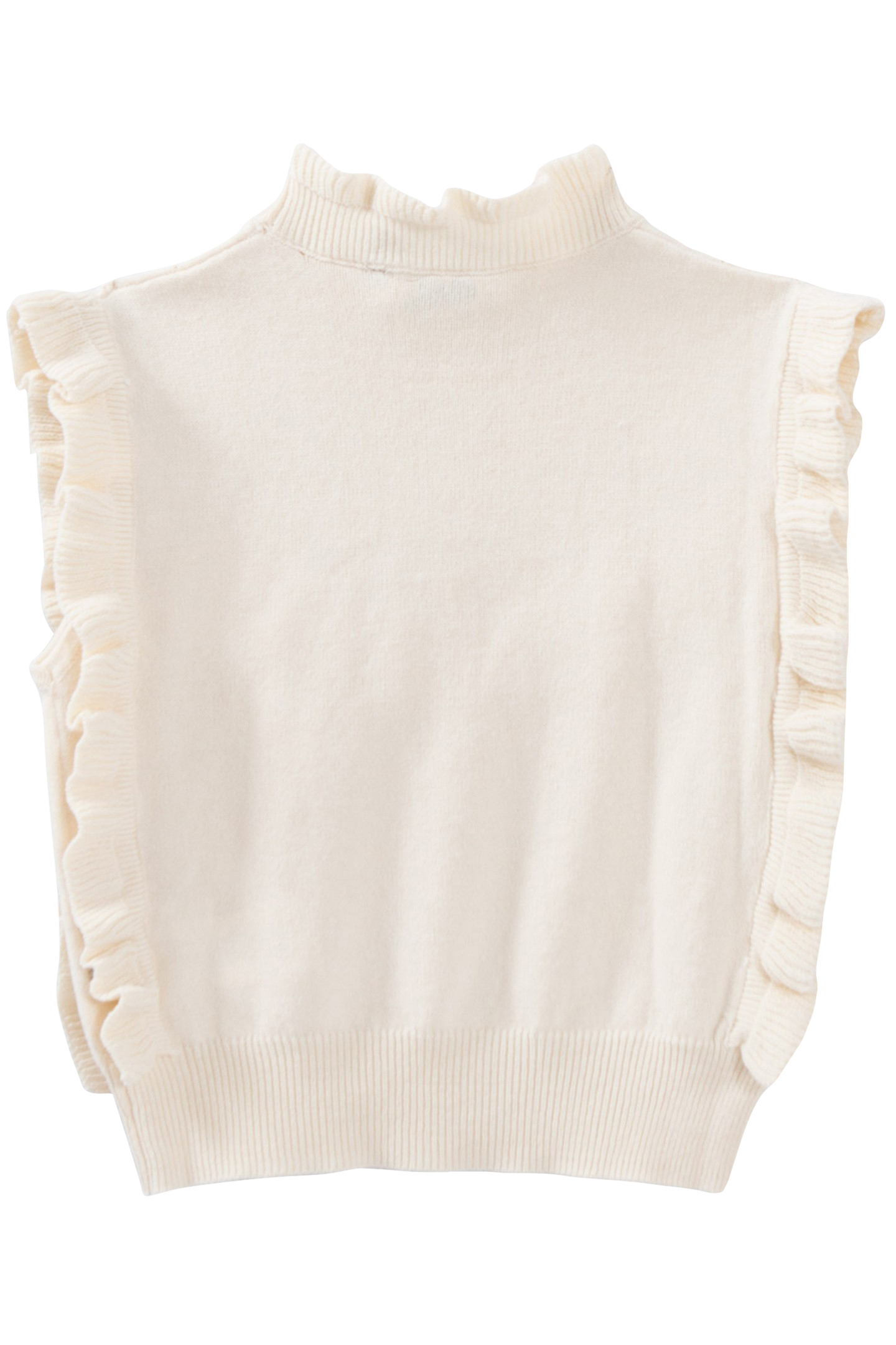 GIRLS' ECRU KNIT RUFFLED SLEEVELESS SWEATER 2
