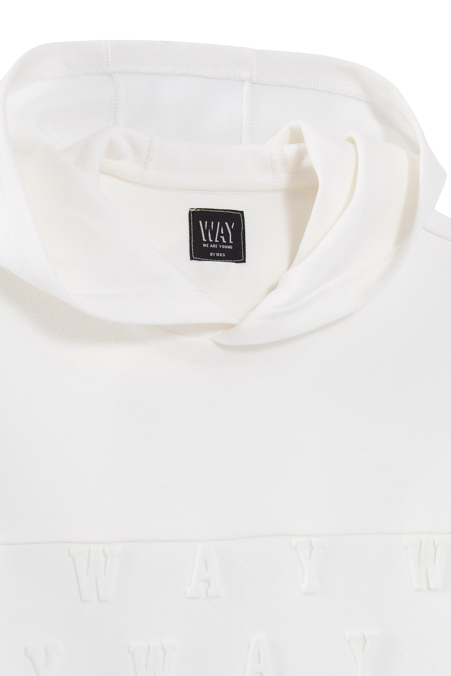 BOYS' OFF-WHITE PIQUE HOODIE WITH EMBOSSED LOGO 3