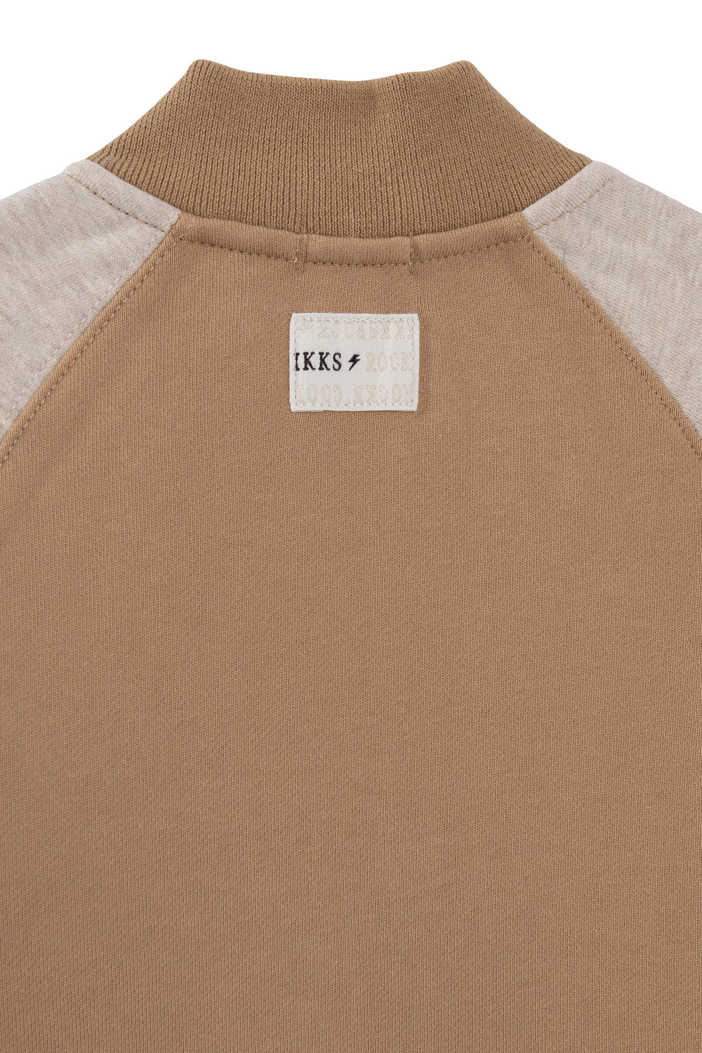 BOYS' BEIGE AND GREY VARSITY JACKET-STYLE CARDIGAN 4