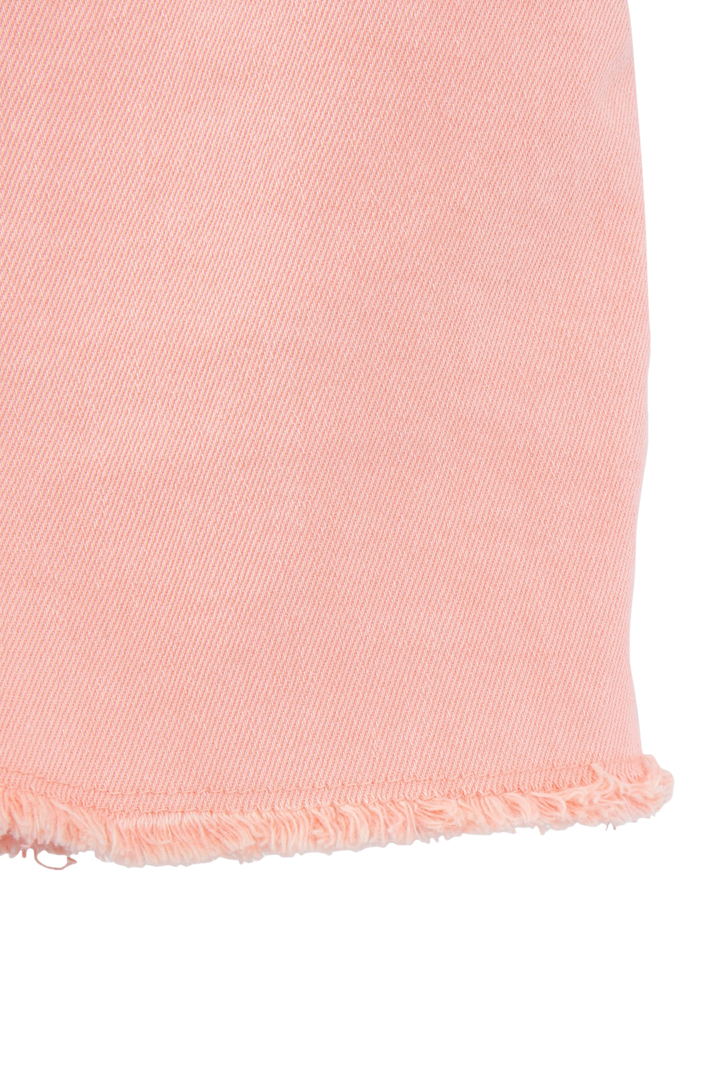 GIRLS’ PEACH DENIM SHORTS, EMBROIDERED BRAID DOWN SIDES 7