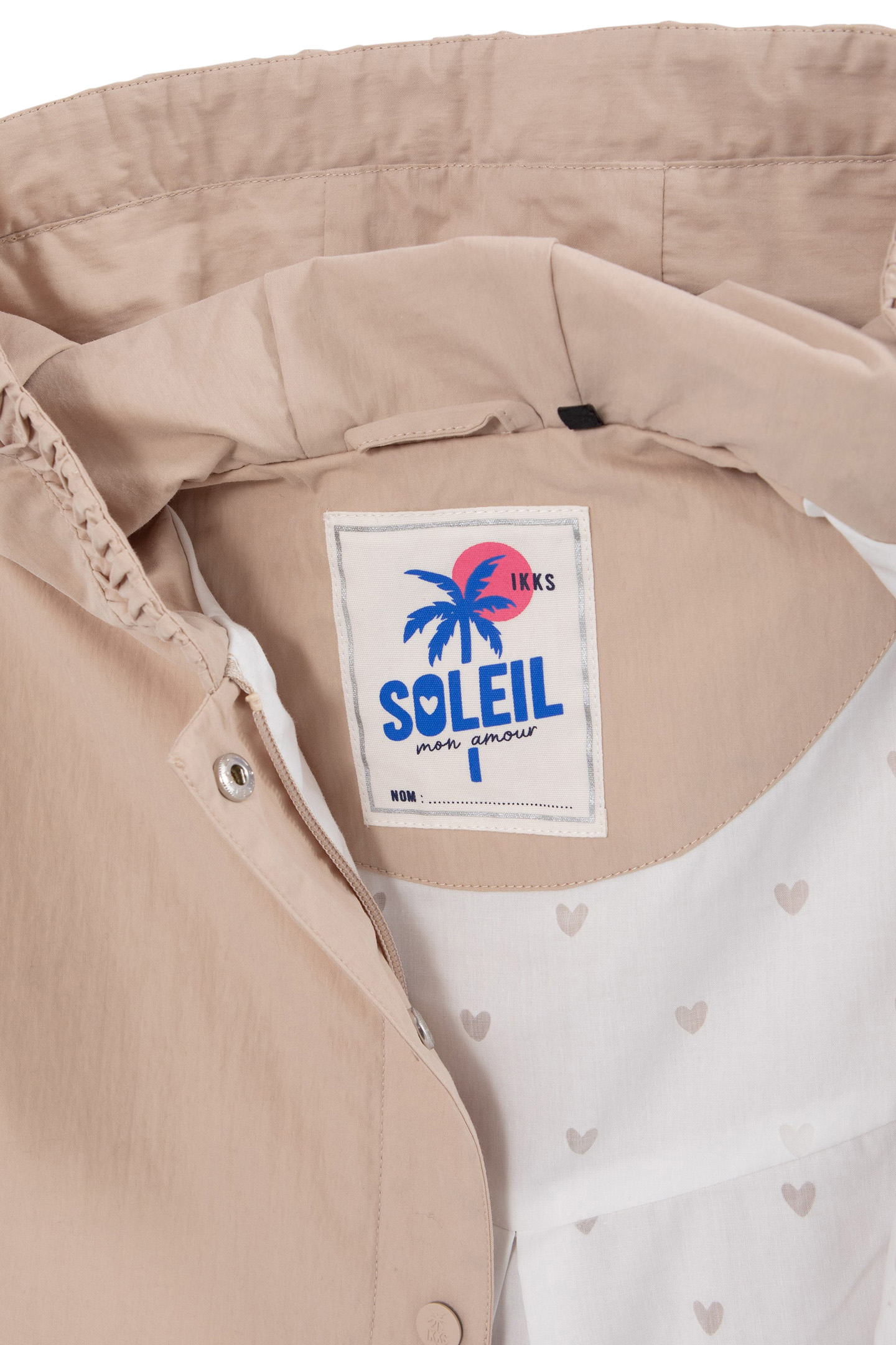 GIRLS' BEIGE TRENCH COAT WITH DECORATIVE DETAIL ON HOOD 6