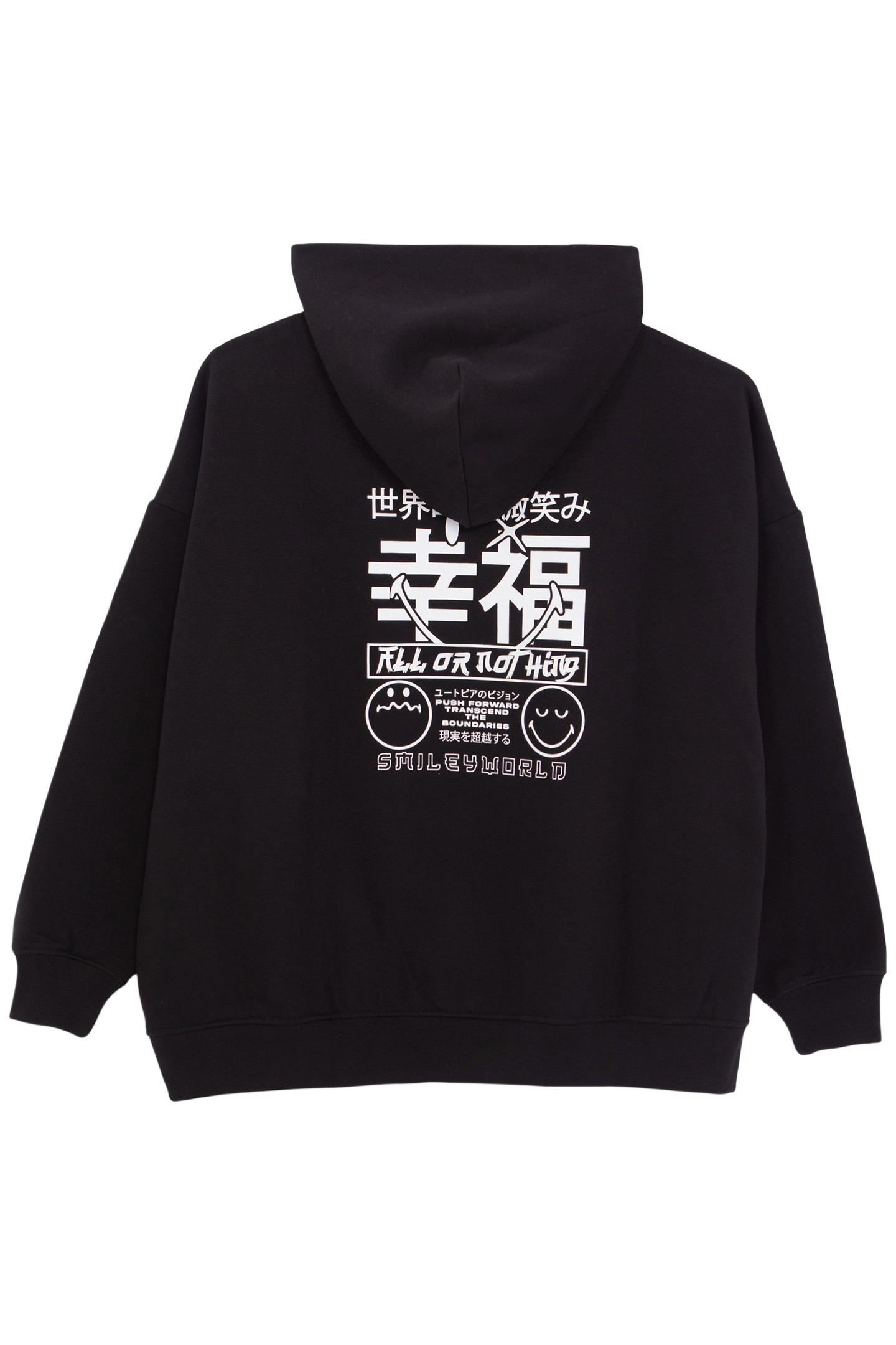 GIRLS’ BLACK HOODIE WITH WHITE EMBROIDERED SMILEYWORLD IMAGE 2