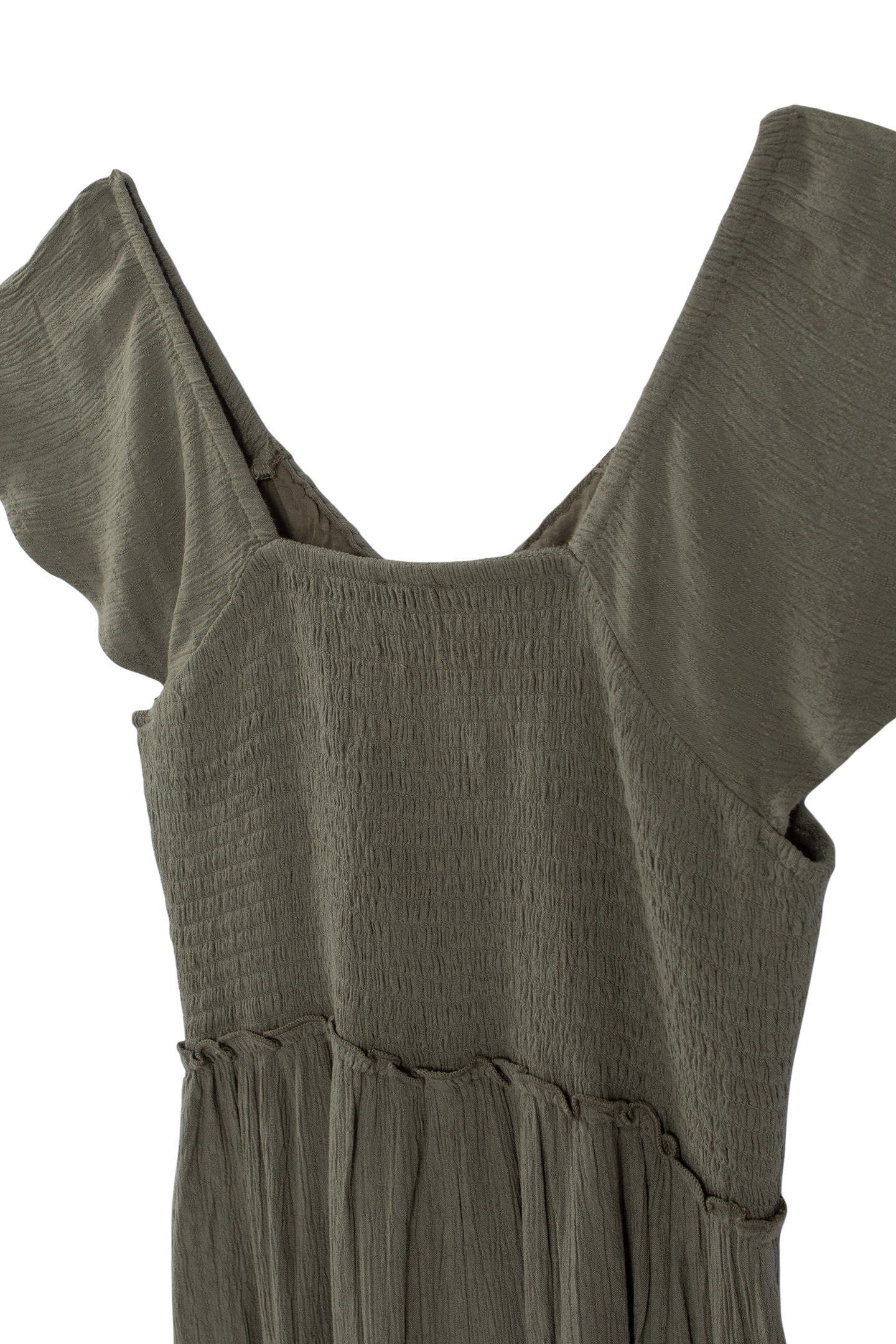 GIRLS’ KHAKI CREPE LONG DRESS WITH WOVEN DECOR 3