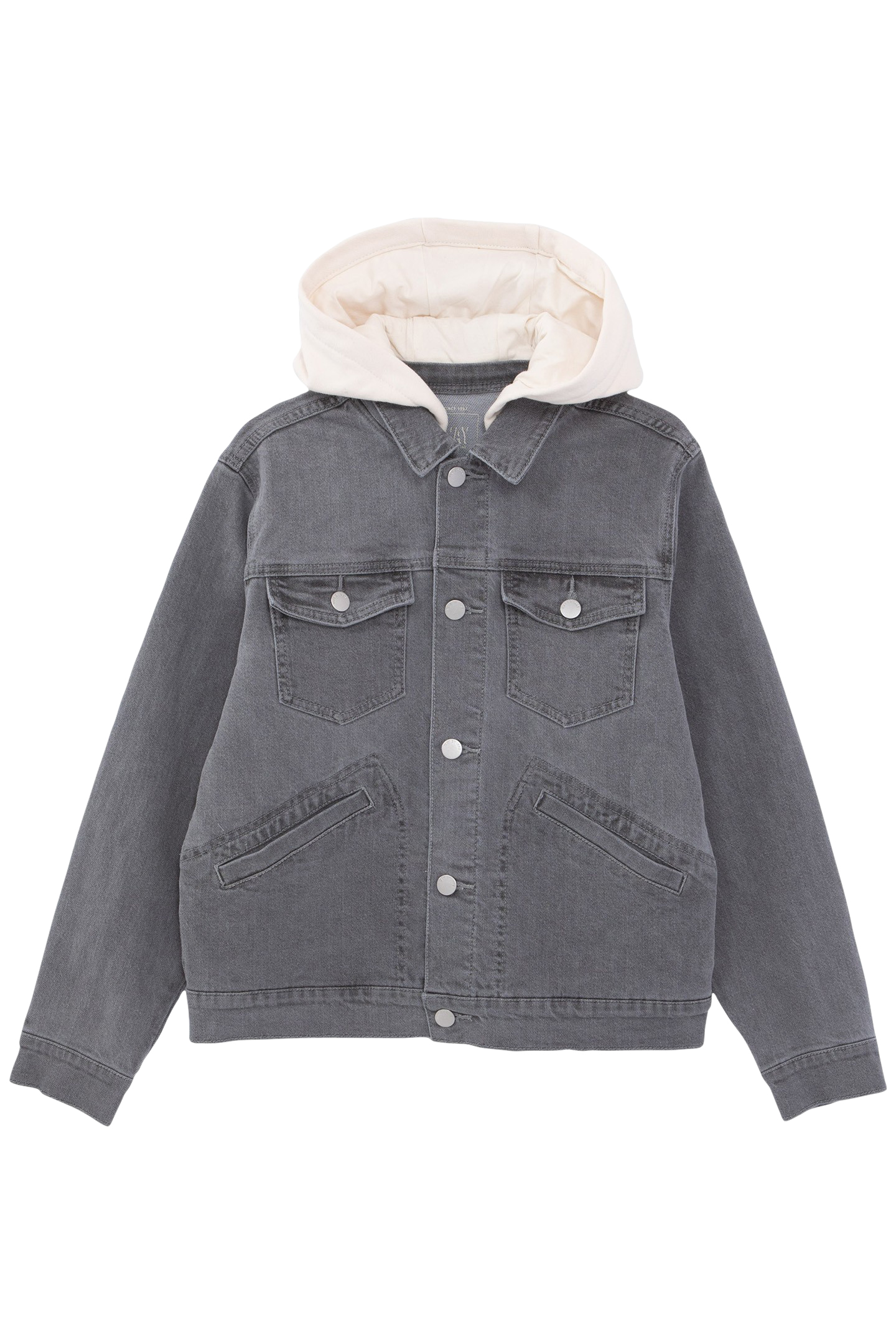 BOYS’ GREY WATERLESS DENIM JACKET WITH DETACHABLE HOOD 2