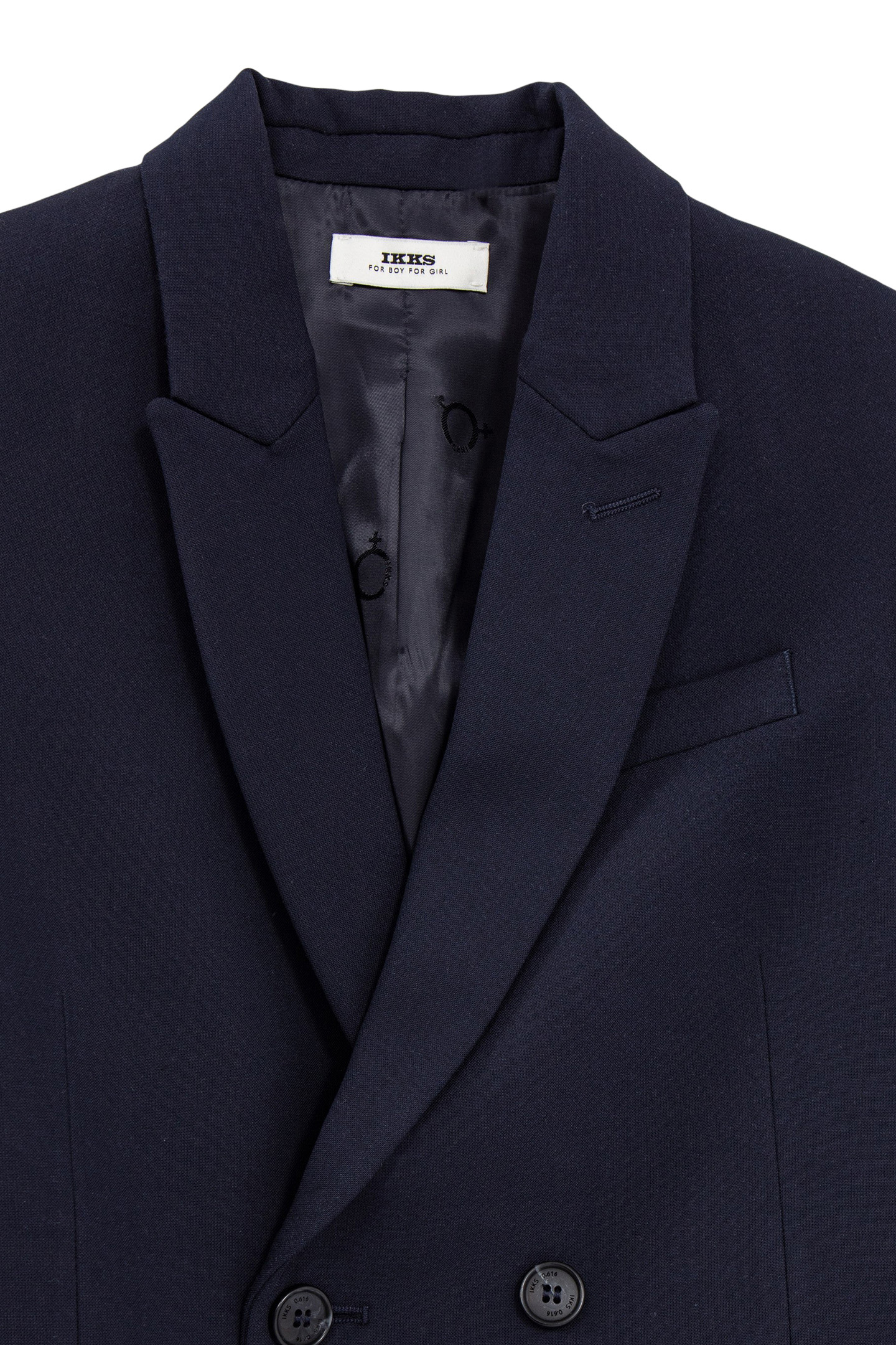 UNISEX NAVY DOUBLE-BREASTED GENDER FREE BLAZER 3