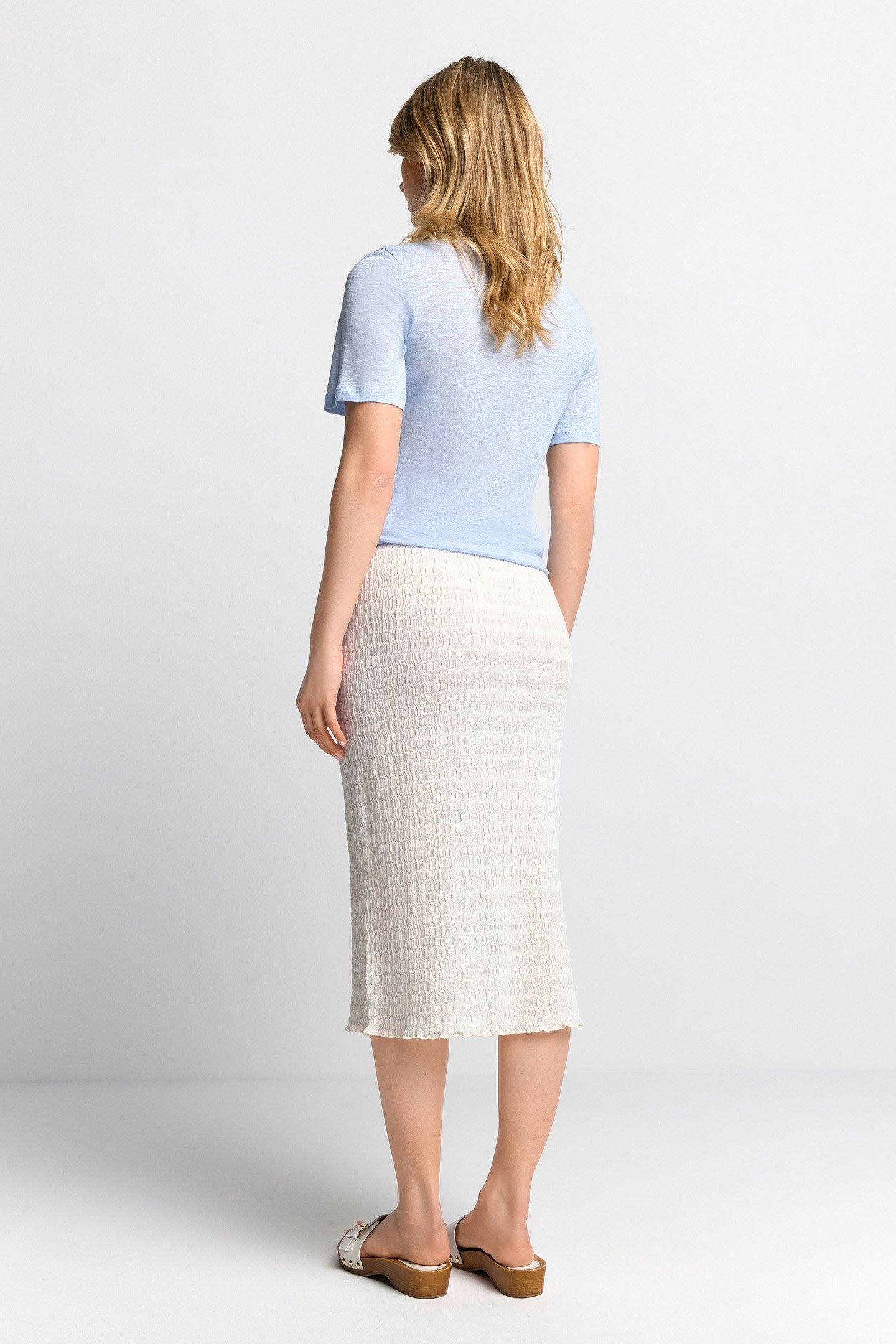 CRINKLED PENCIL SKIRT WHISPER WHITE 3