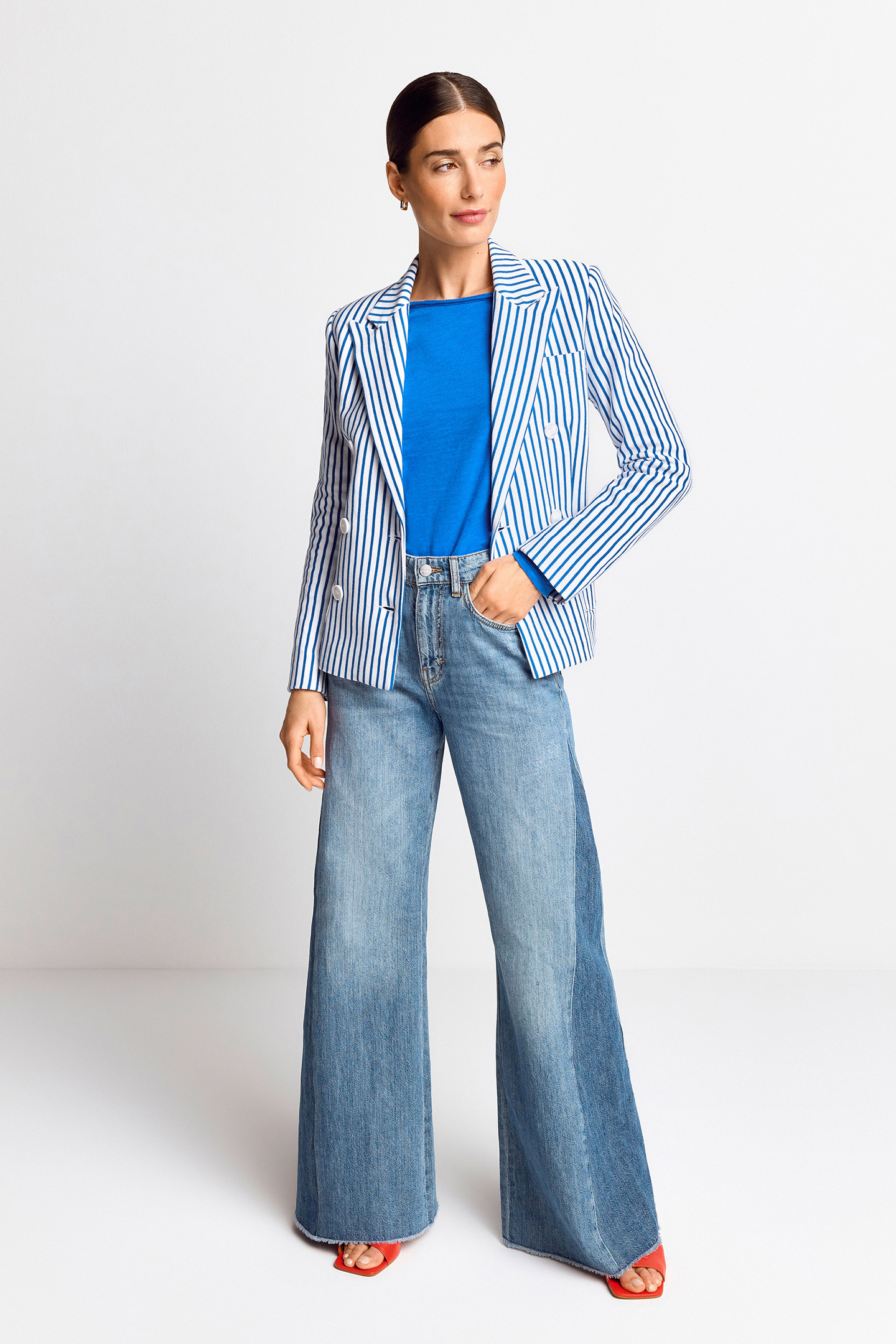 TWEED JERSEY DOUBLEBREASTED BLAZER AZZURE BLUE 2