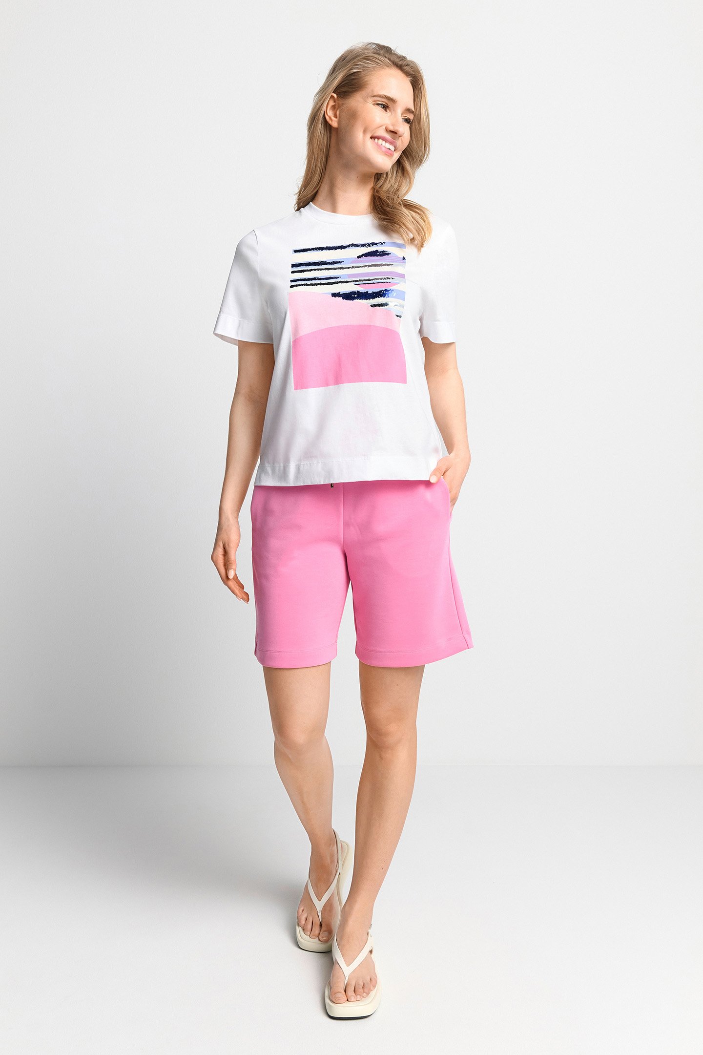 EASY FIT T-SHIRT SUNSET PRINT ORGANIC WHITE 2