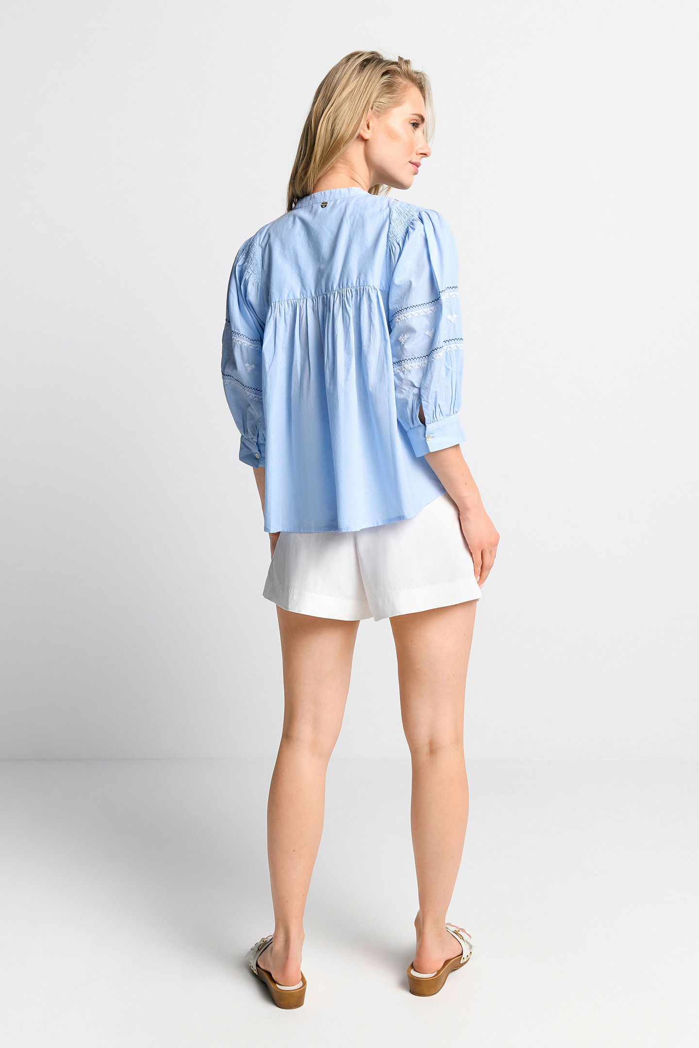 BLOUSE WITH EMBROIDERY ORGANIC COTTON BLUE 3