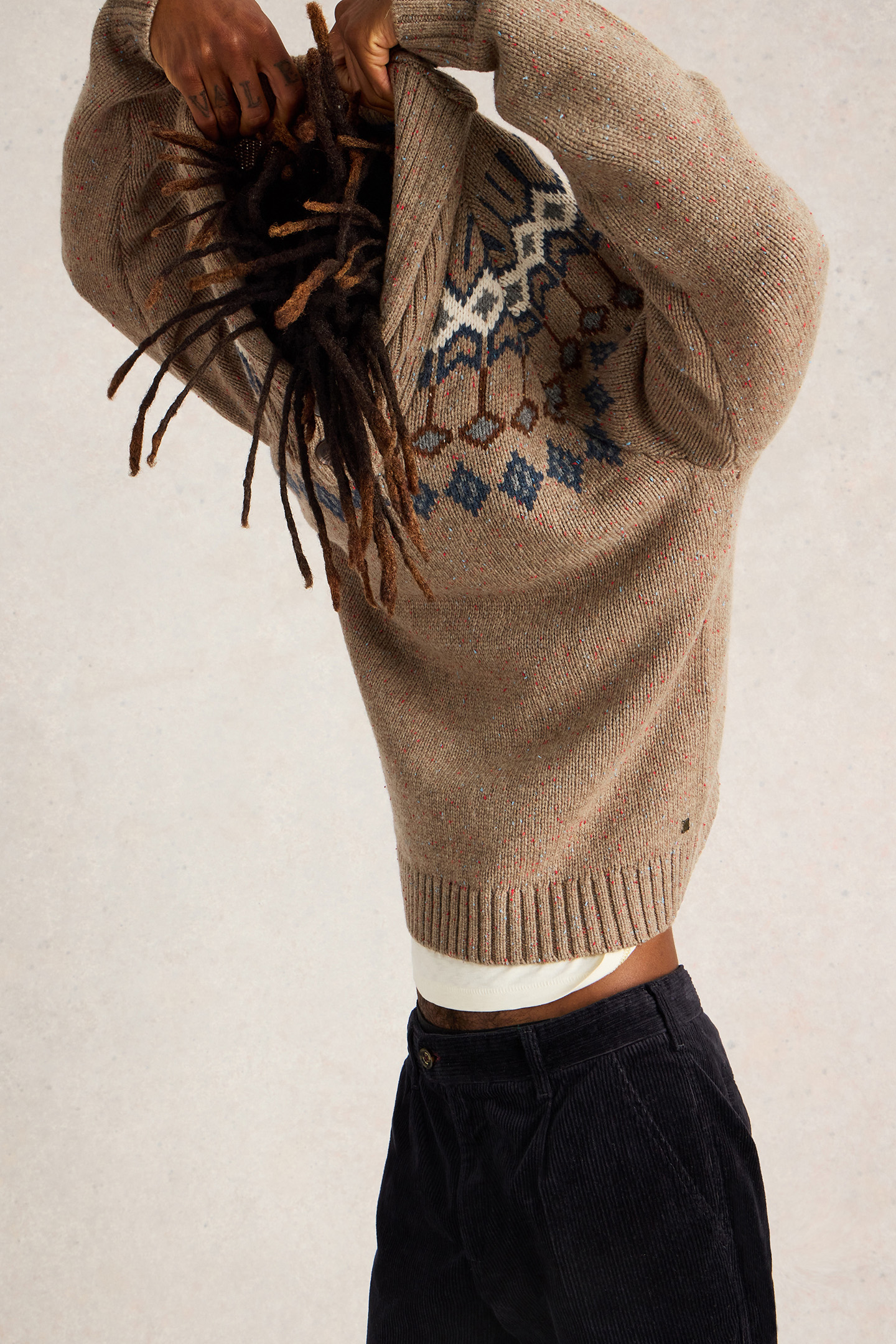 BERKLEY FAIRISLE SHAWL NECK NATURAL MULTI 4