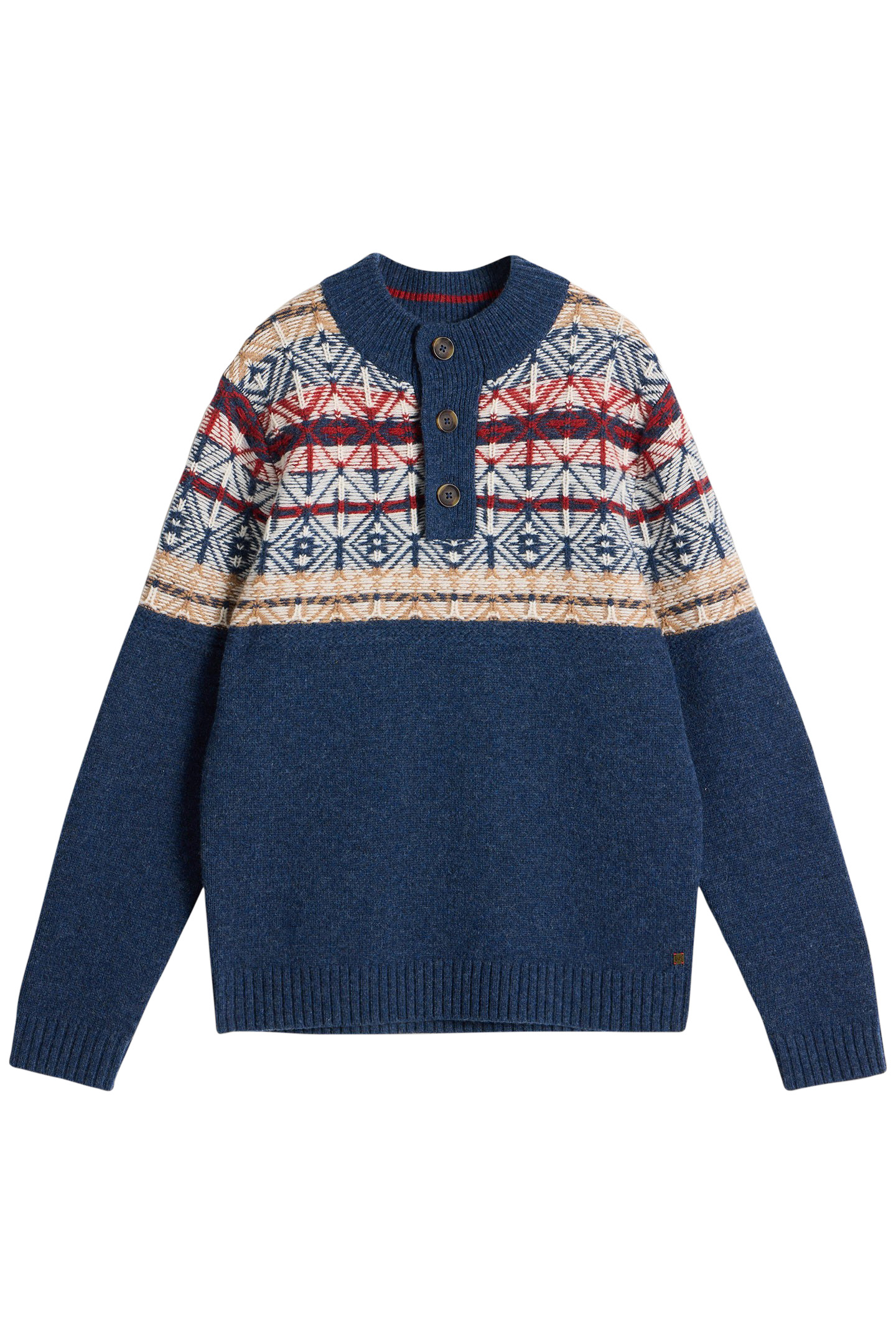 LEWIS FUNNEL NECK FAIRISLE NAVY MULTI 3