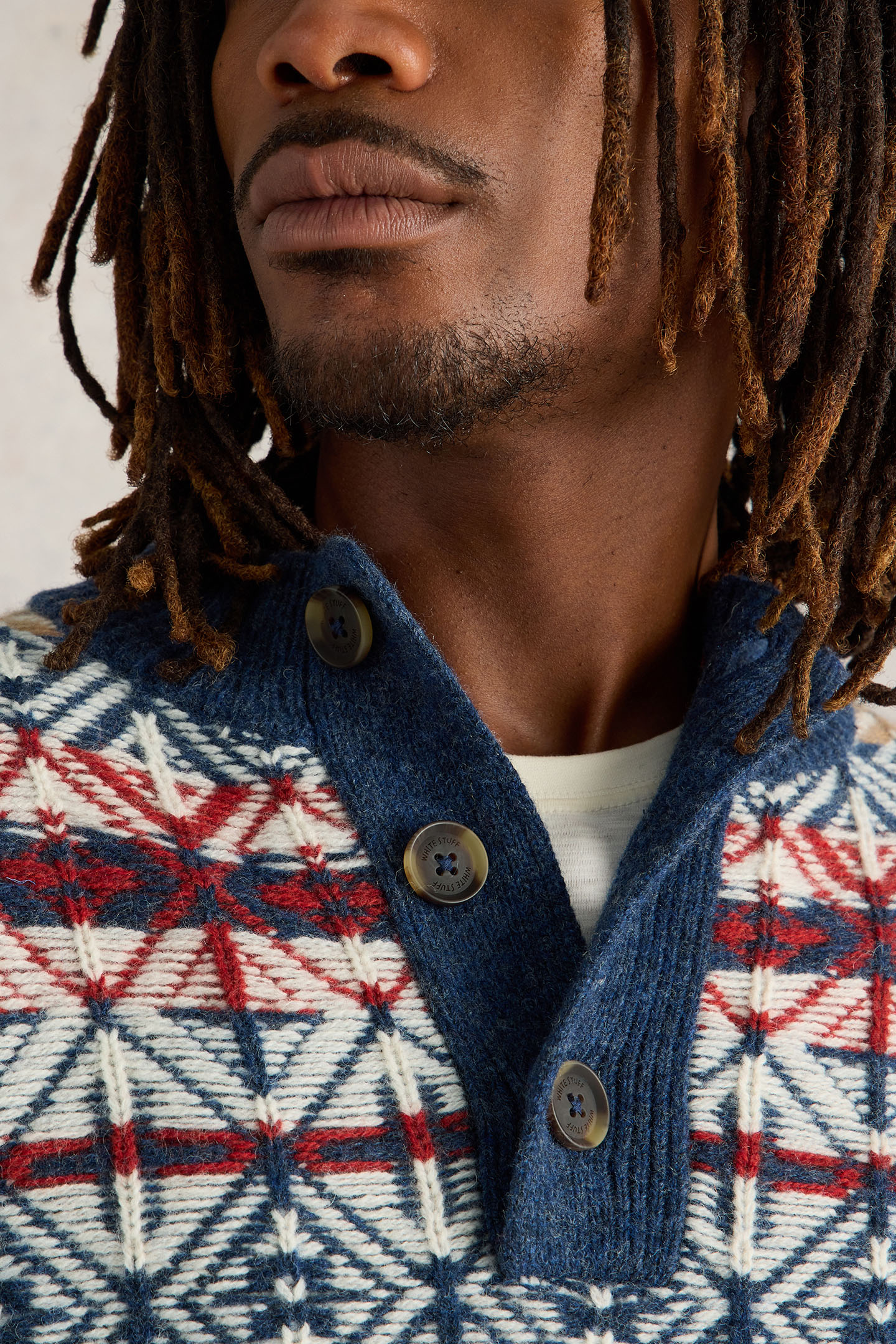 LEWIS FUNNEL NECK FAIRISLE NAVY MULTI 5