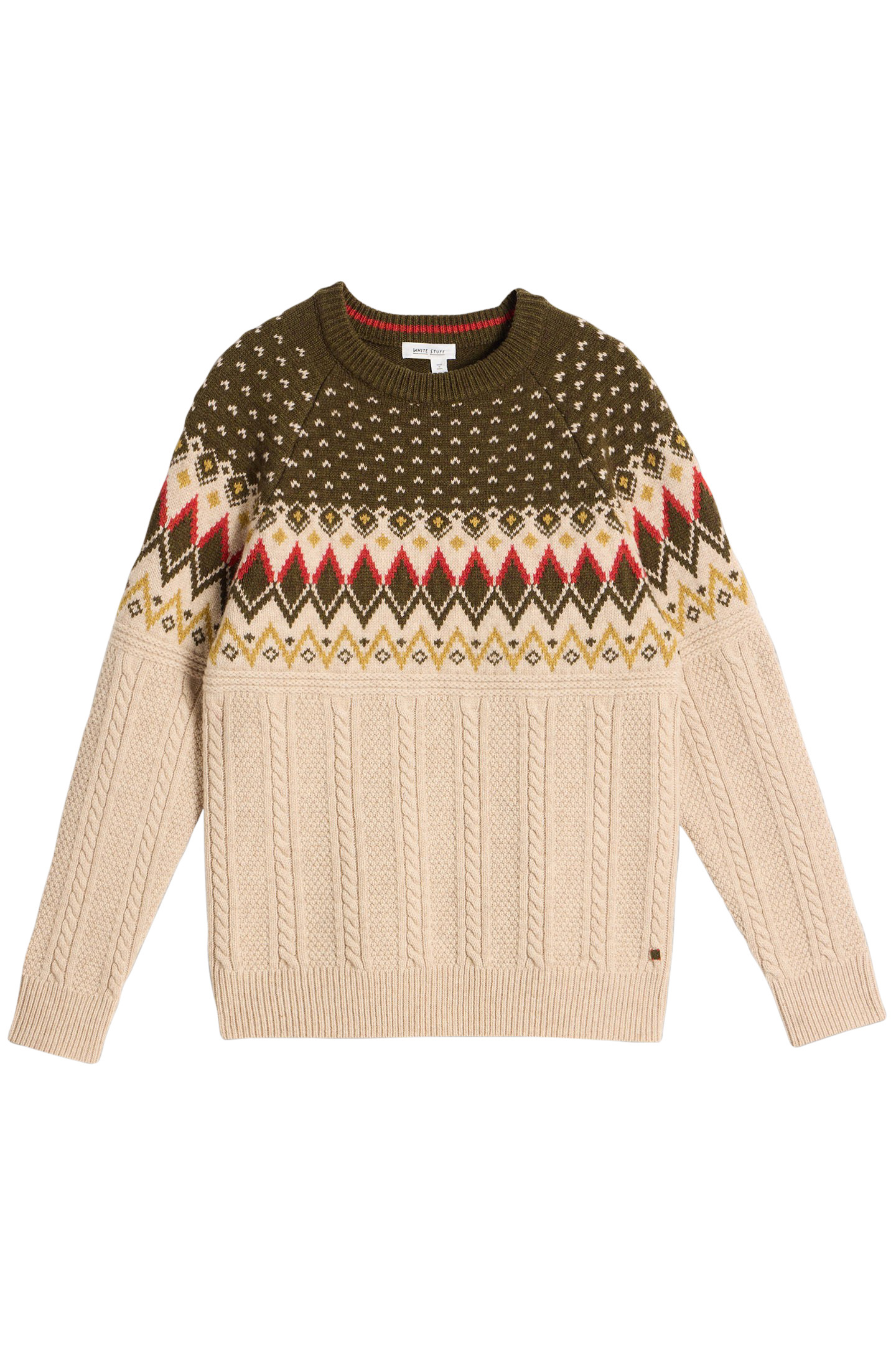 CABLE FAIRISLE CREW NECK NATURAL MULTI 4