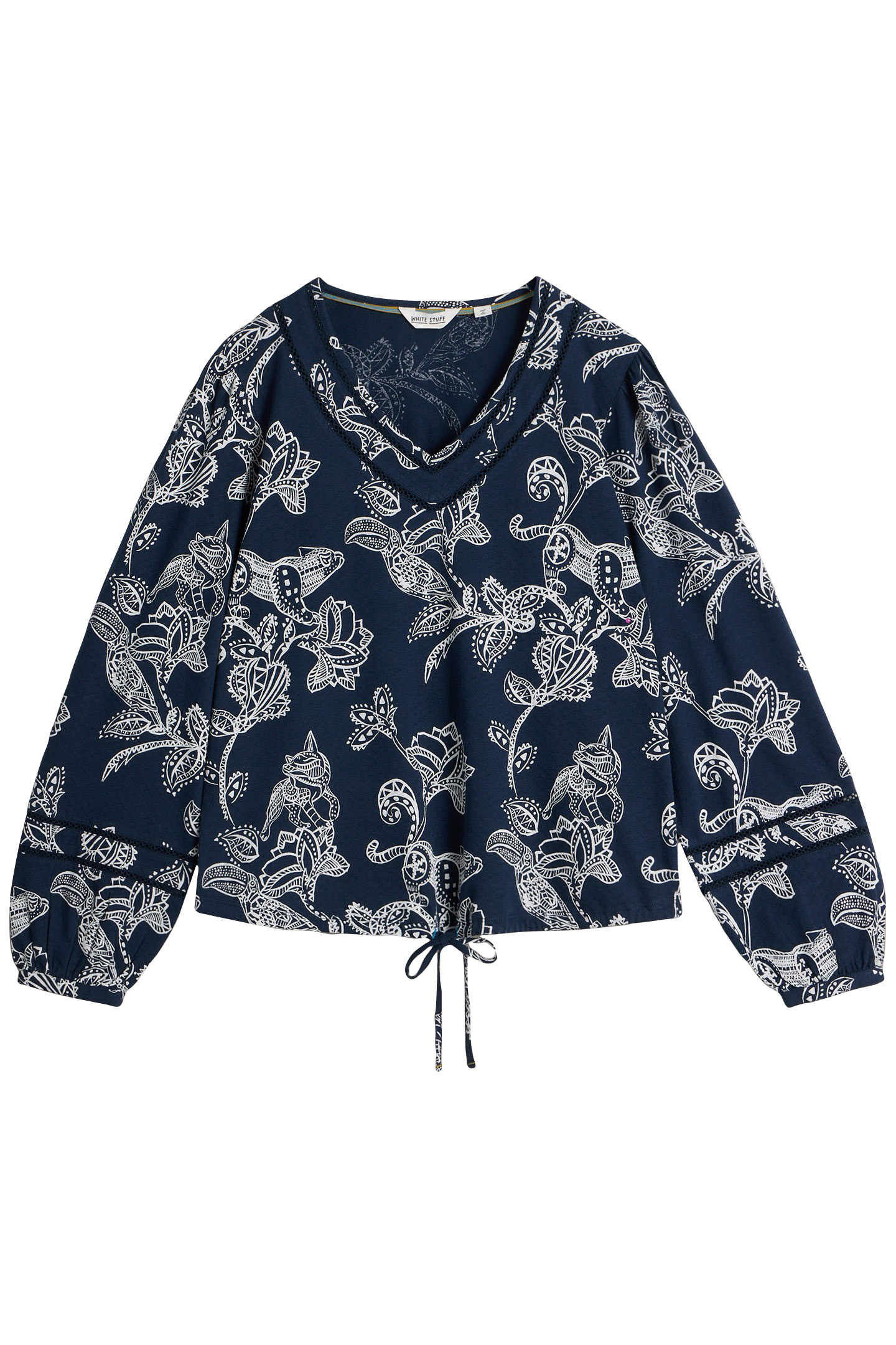 BETTY TIE HEM NAVY PRINT 2