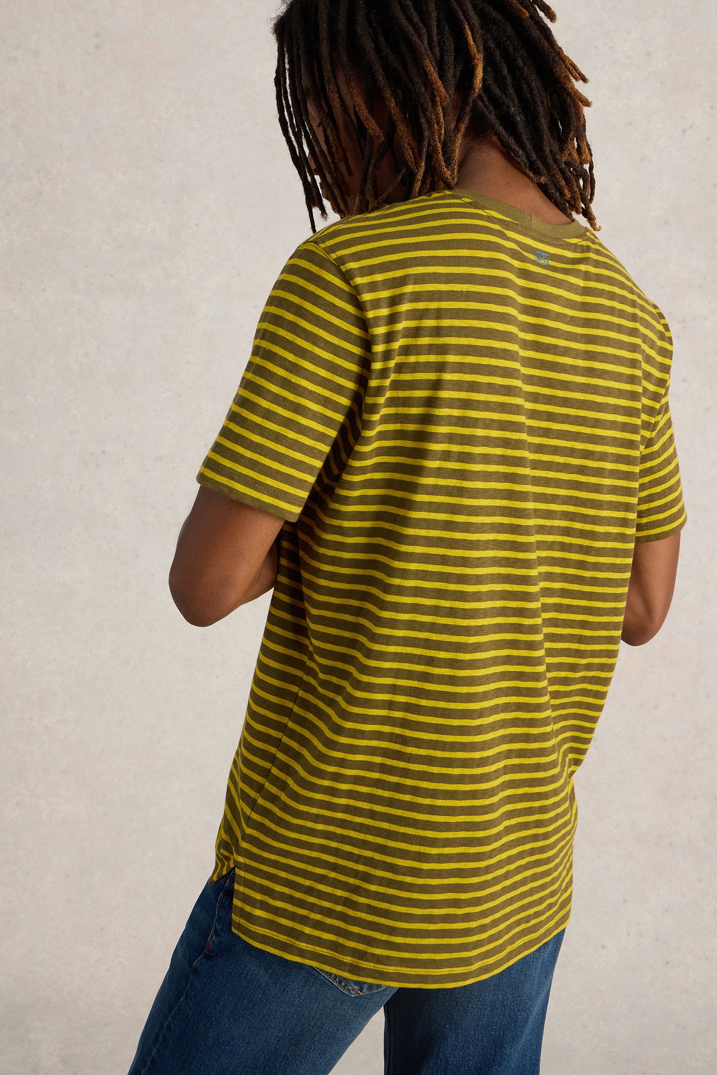ABERSOCH STRIPE SS TEE GREEN MULTI 2