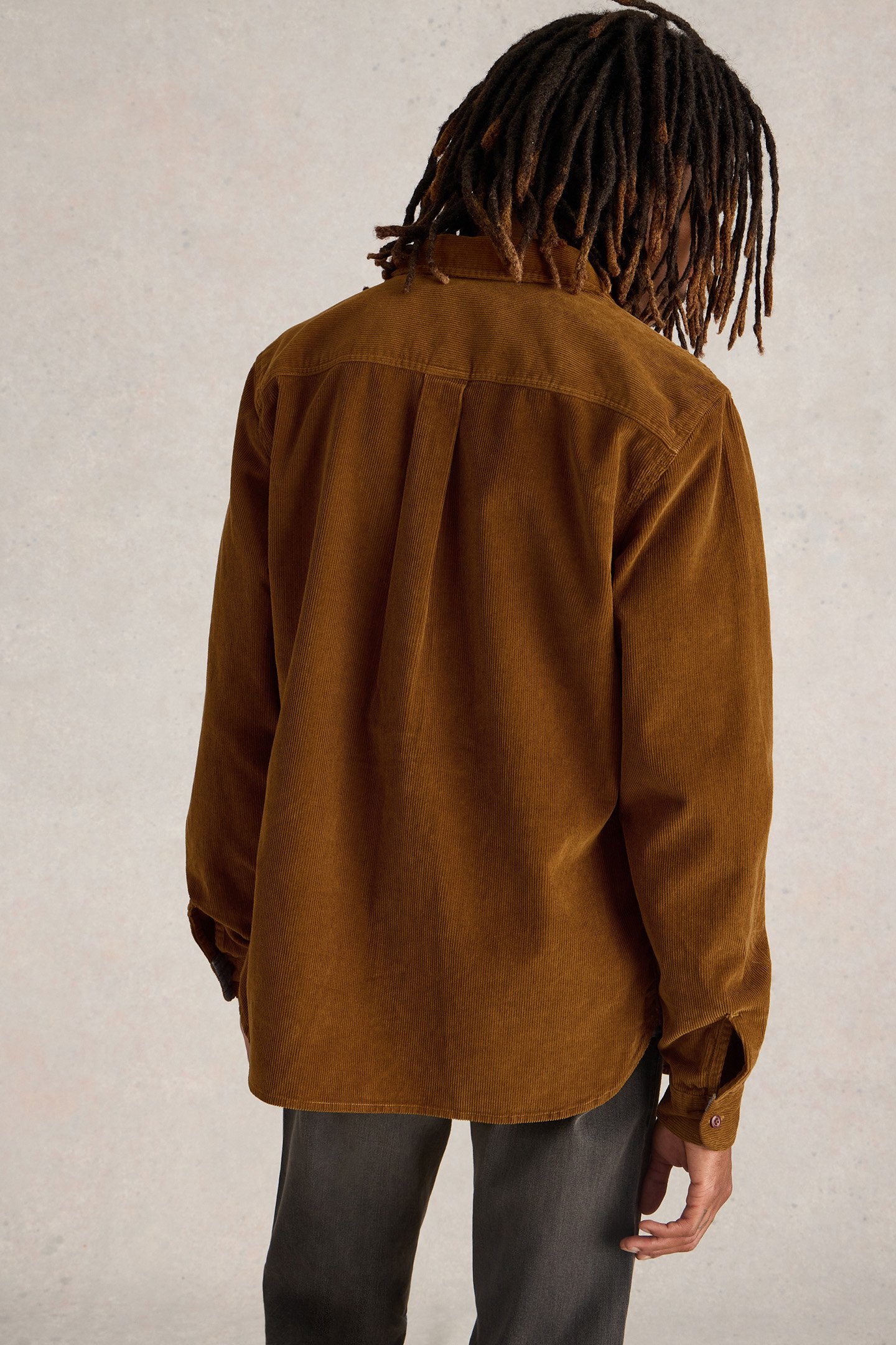 GRIFFIN CORD SHIRT MID BROWN 2