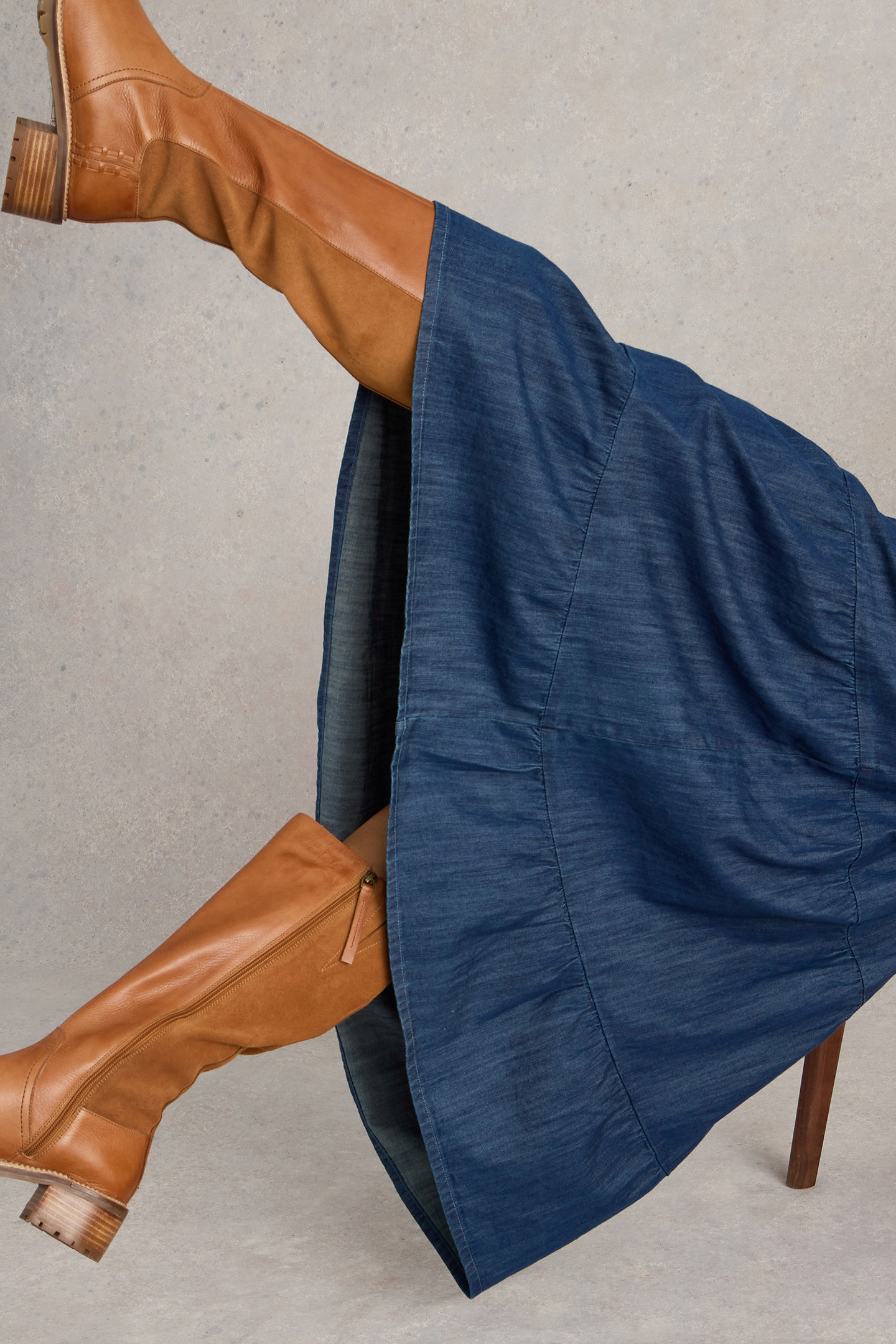 JENNA DENIM TIERED SKIRT DARK NAVY 5