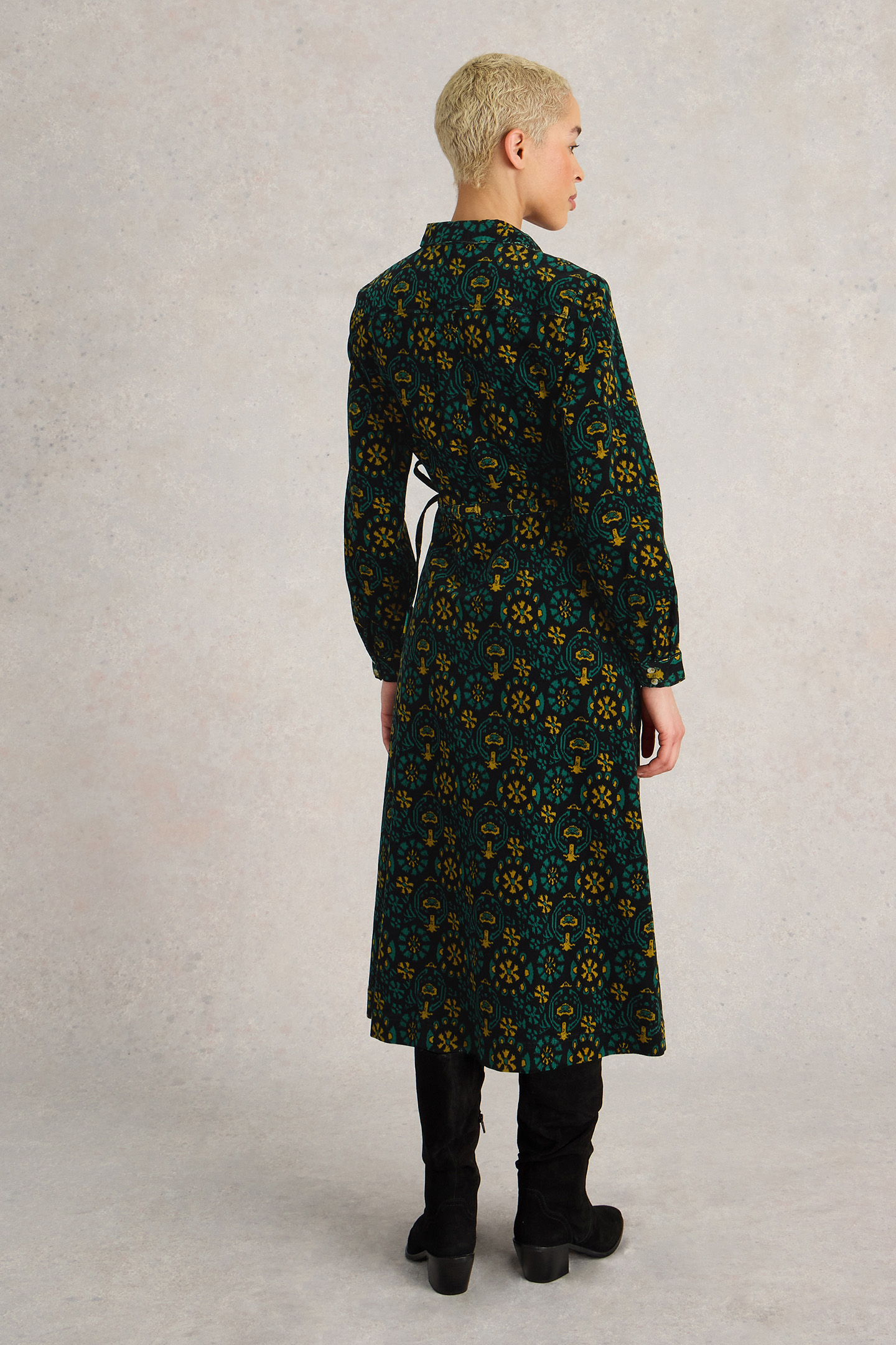 JADE CORD SHIRT DRESS BLACK PRINT 2